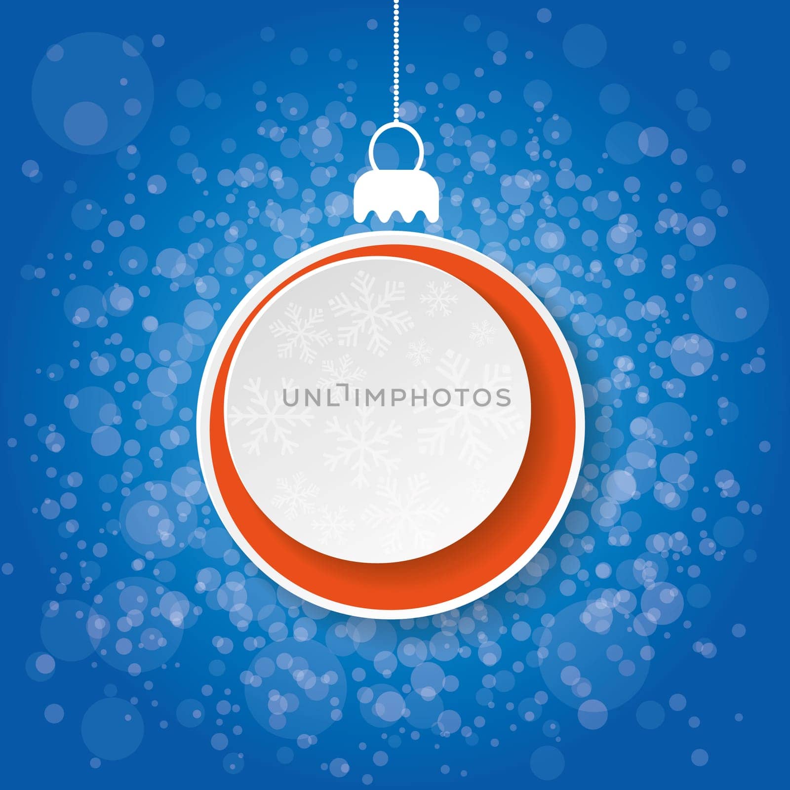 Paper christmas bauble with snowflakes on the blue background. Eps 10 vector file.