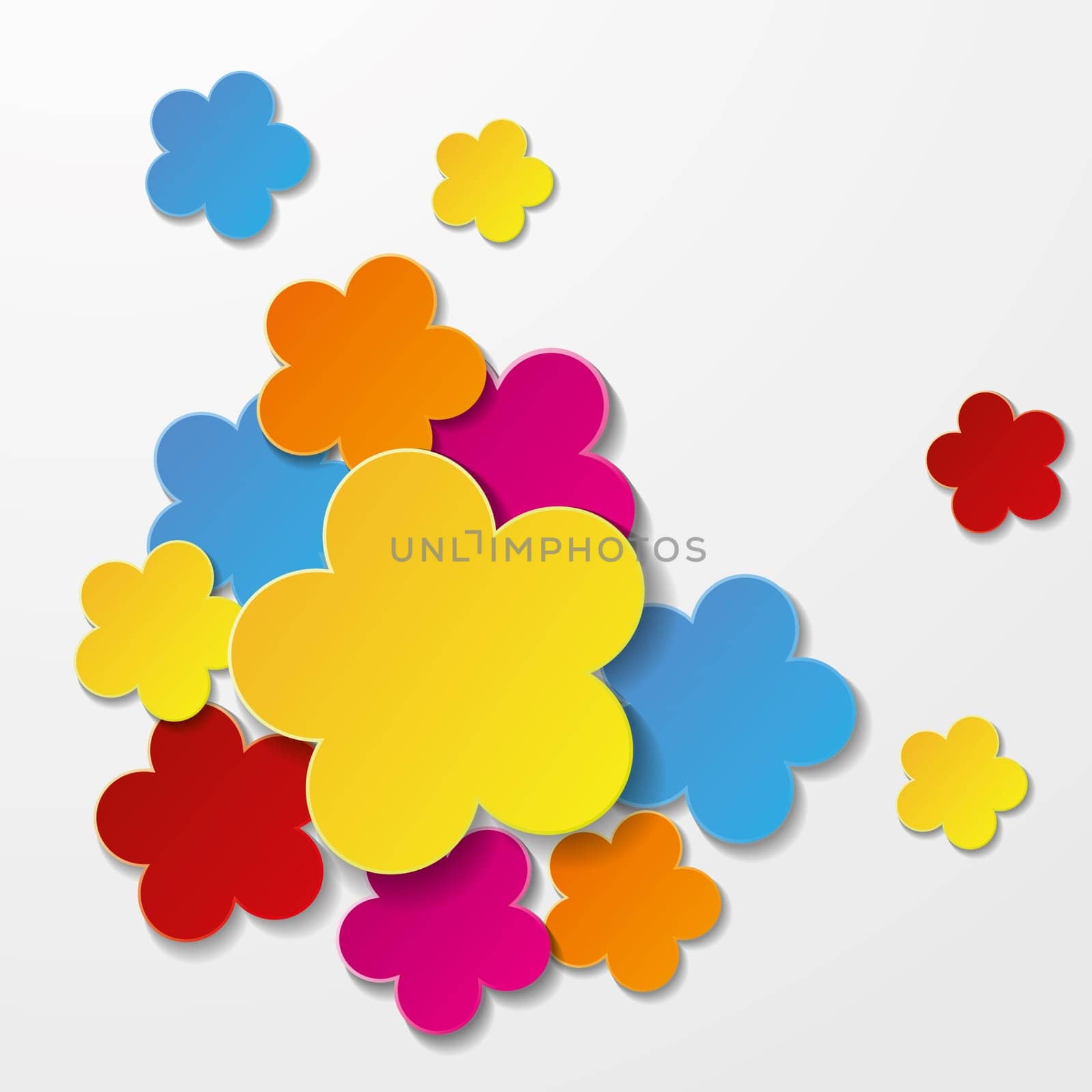 Greeting card design with colorful flowers. Eps 10 vector file.