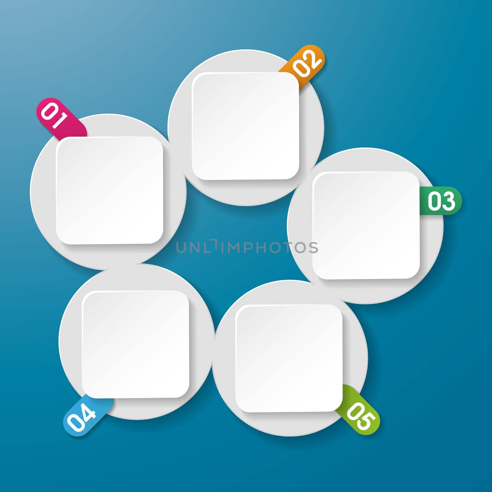 Five info paperlabels with numbers on the blue background. Eps 10 vector file.