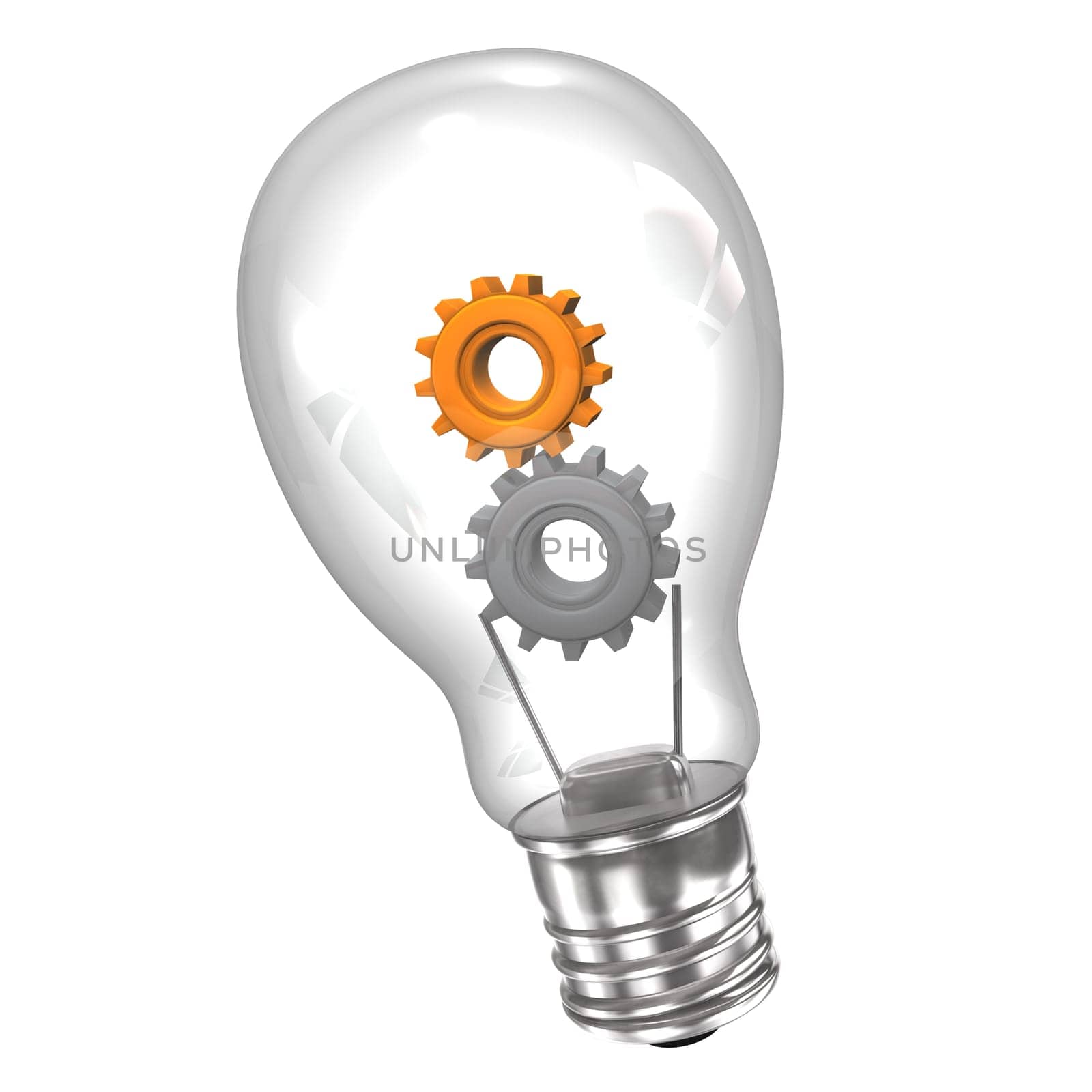 Bubl with two gears on the white background.