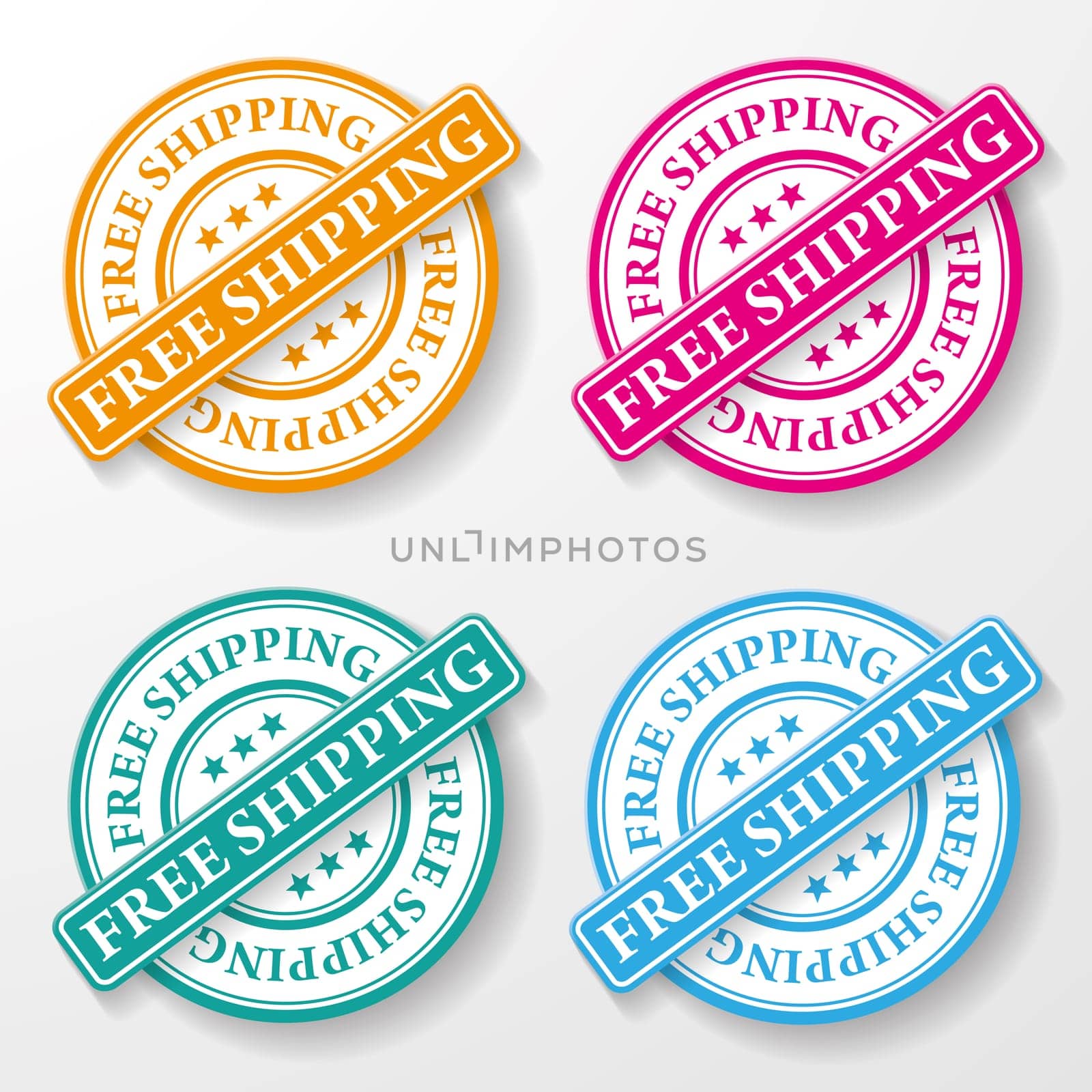 Free shipping colorful paper labels. Eps 10 vector file.
