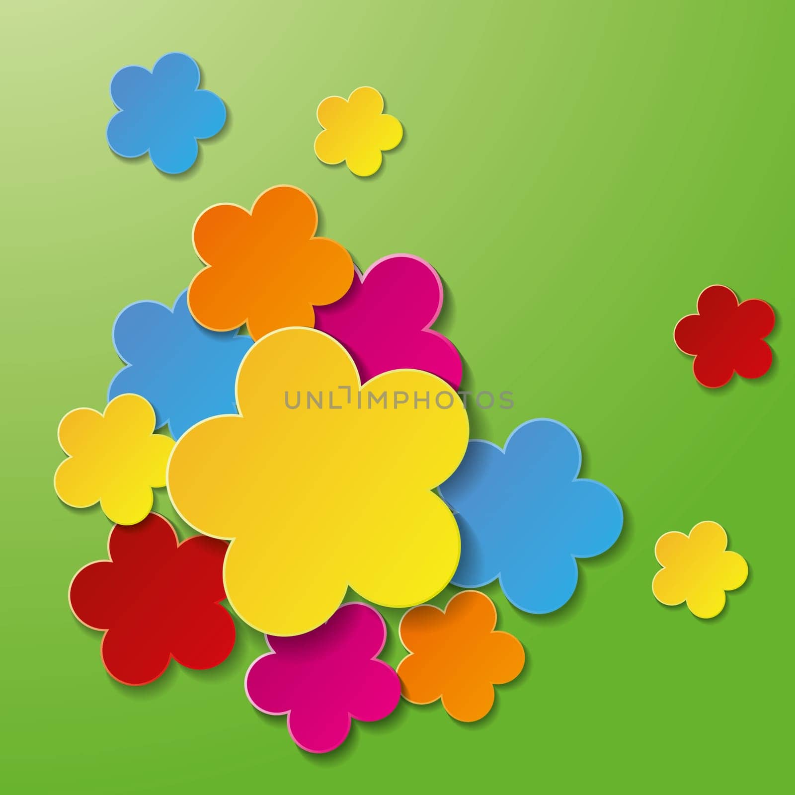 Greeting card design with colorful flowers. Eps 10 vector file.