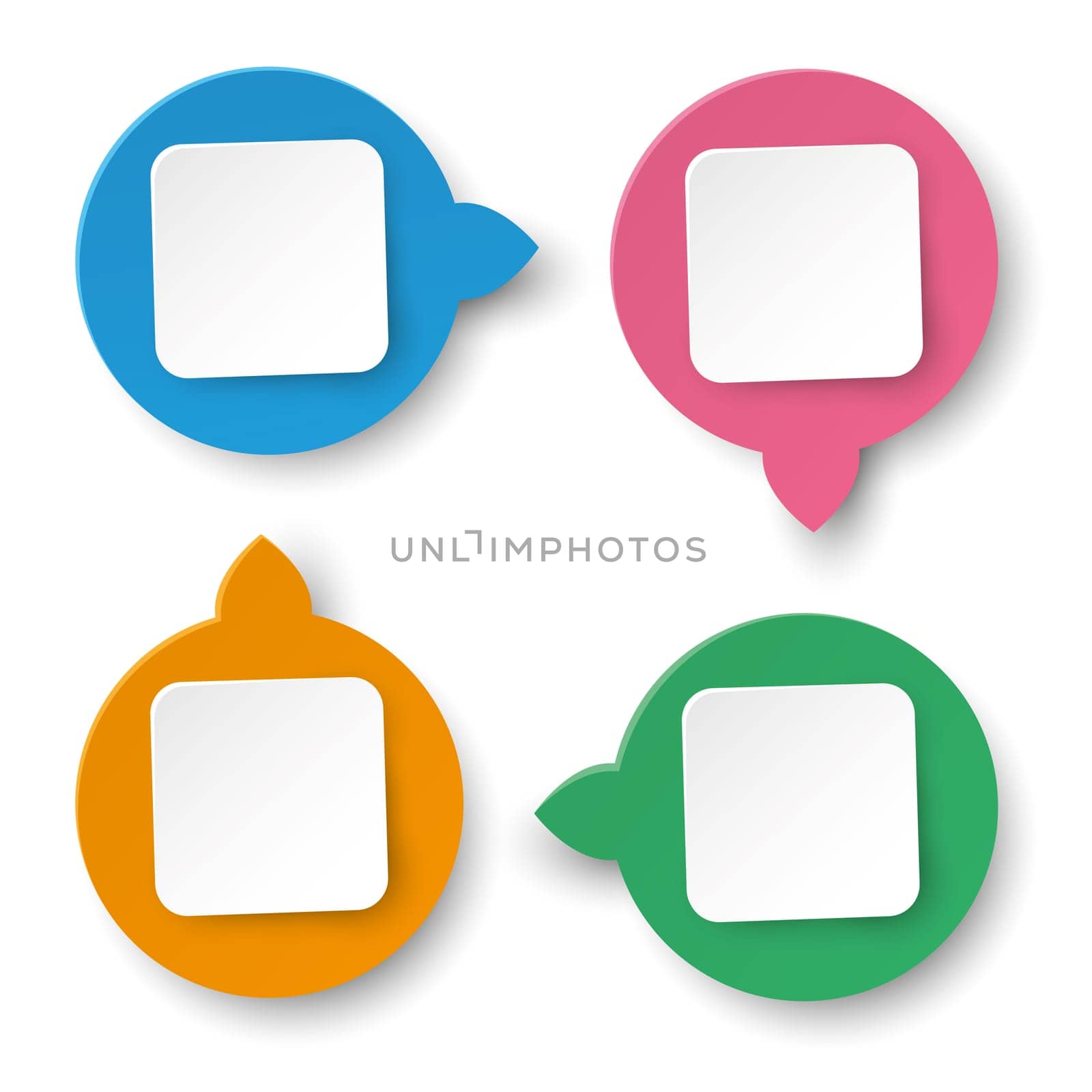 Four info Labels circle rectangle on the white background. Eps10 vector file.