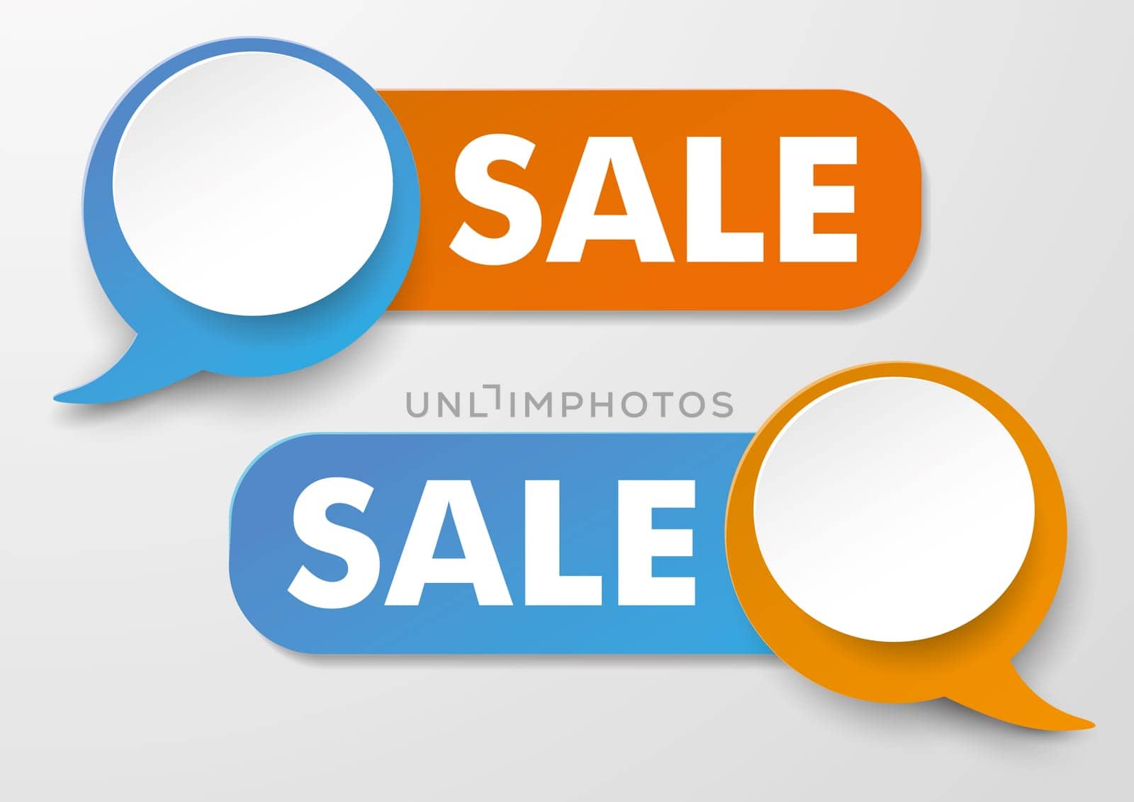 Speech paper bubbles with text sale. Eps 10 vector file.