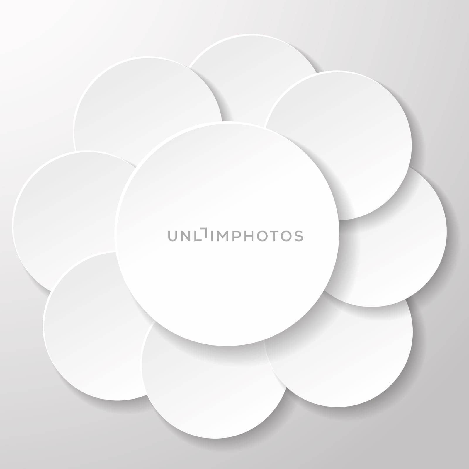 White paper circles on grey background. Eps 10 vector file.