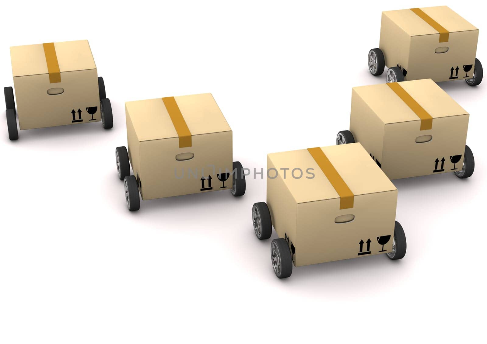 Box with tires on the white background.