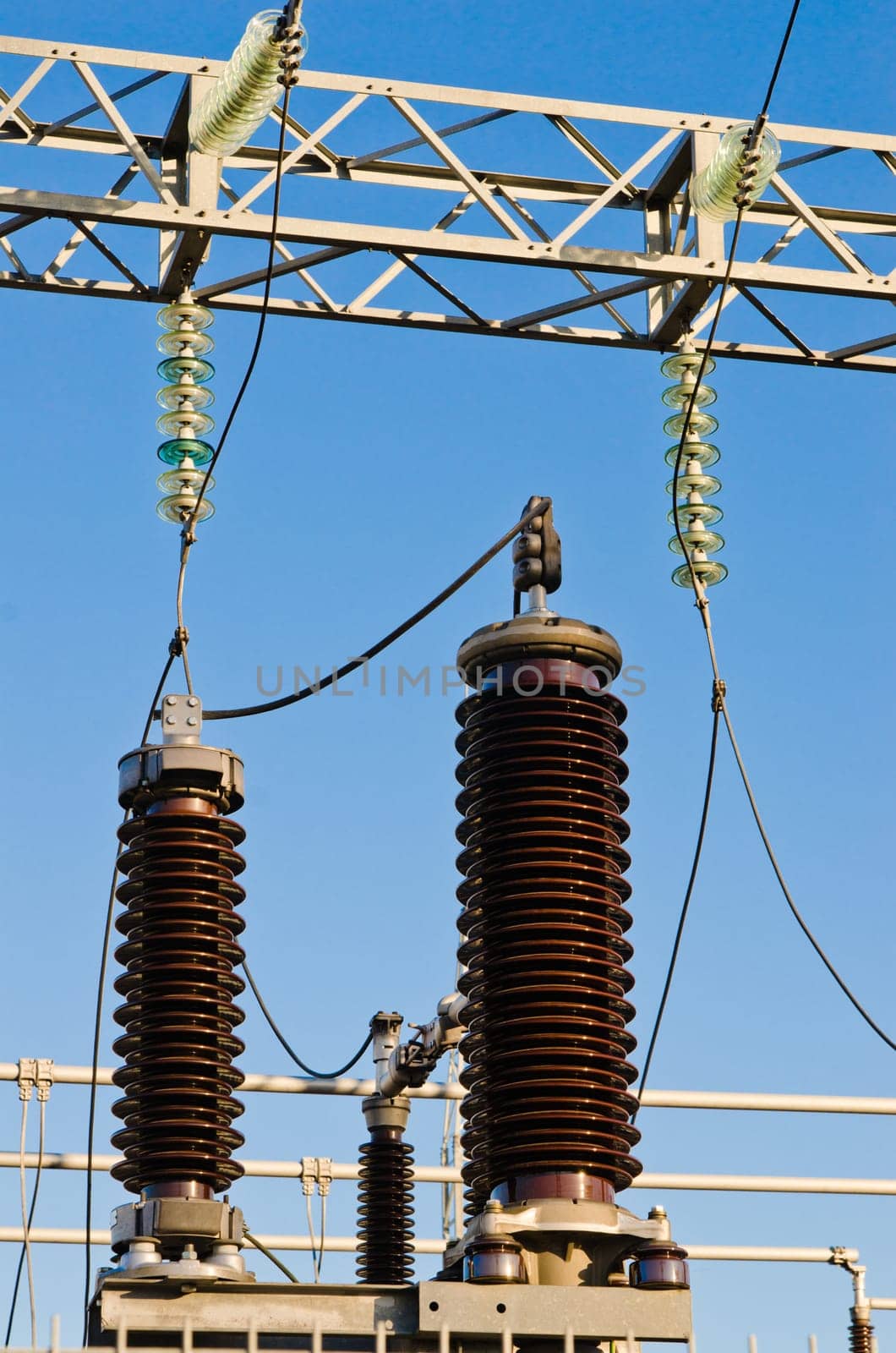 High-voltage insulators on transformer substation
