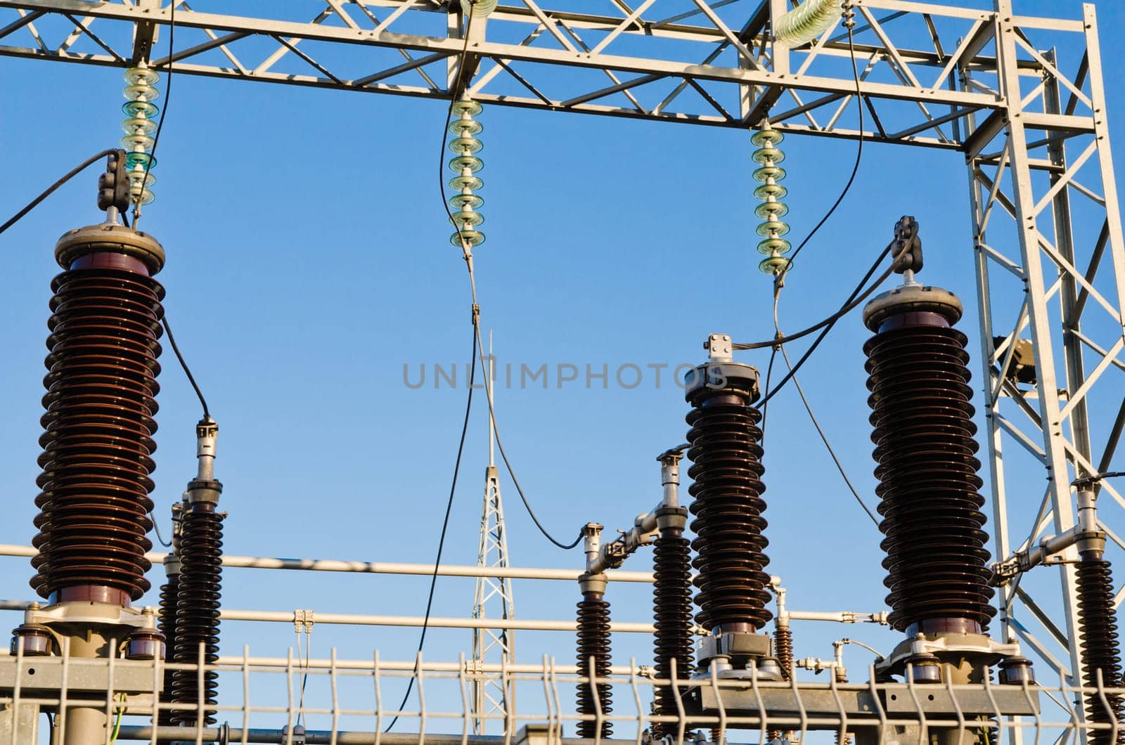 High-voltage insulators on transformer substation