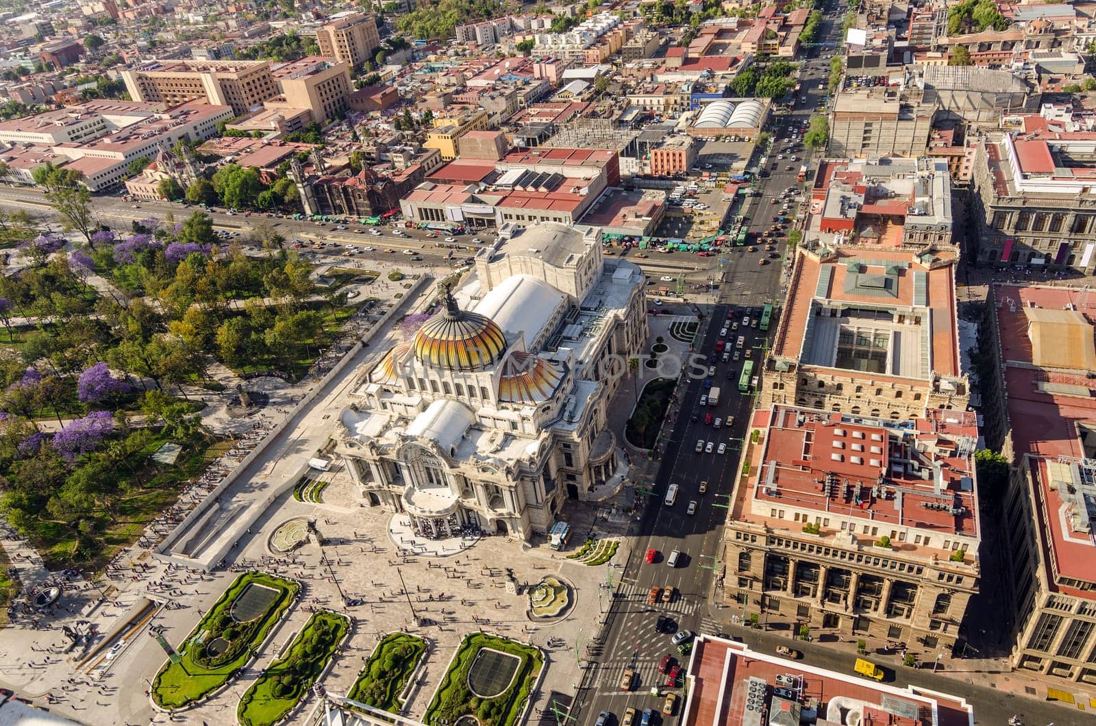 Aerial view of the Palacio de Bellas Artes in Mexico City