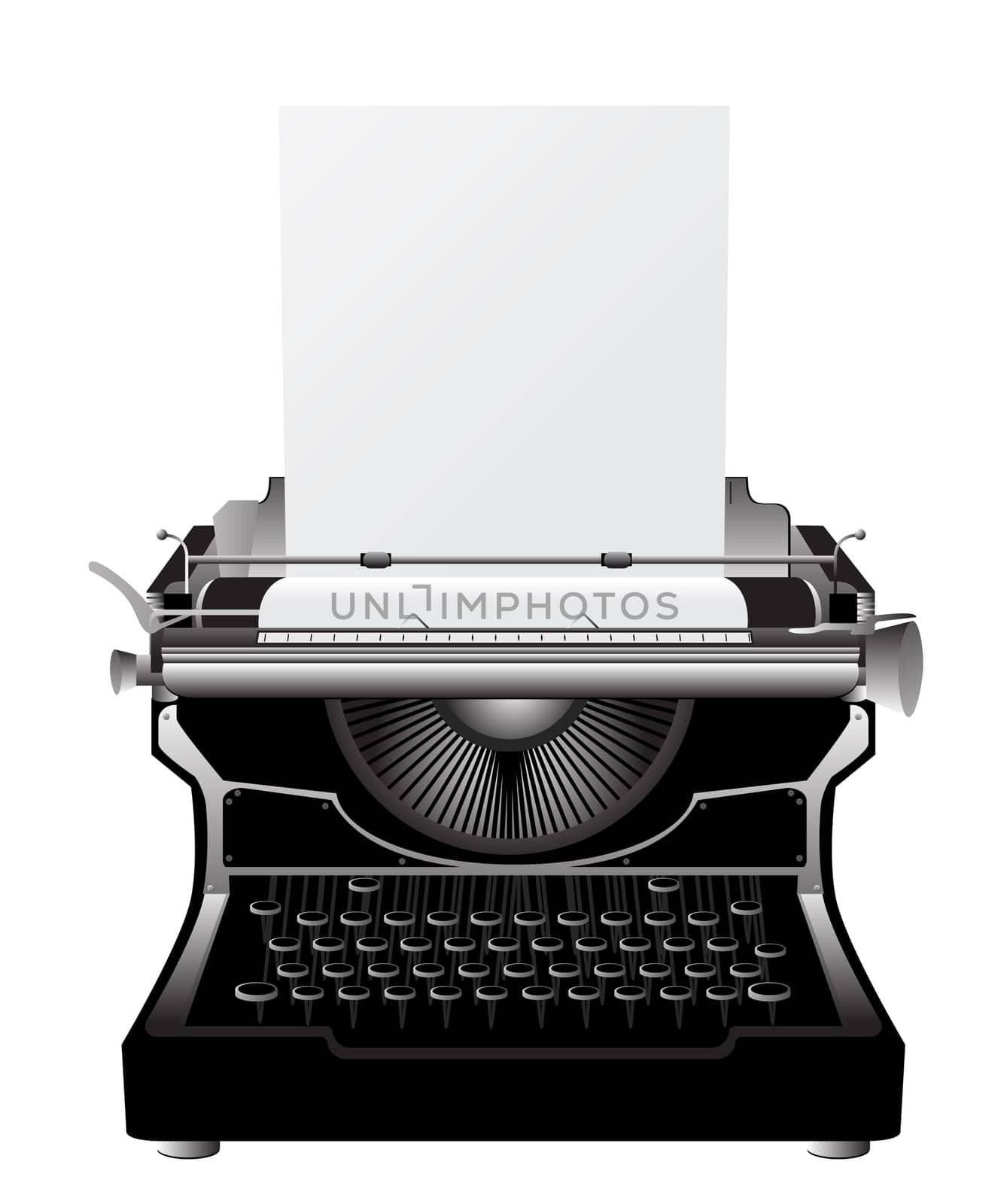 Vintage typewriter icon against white background