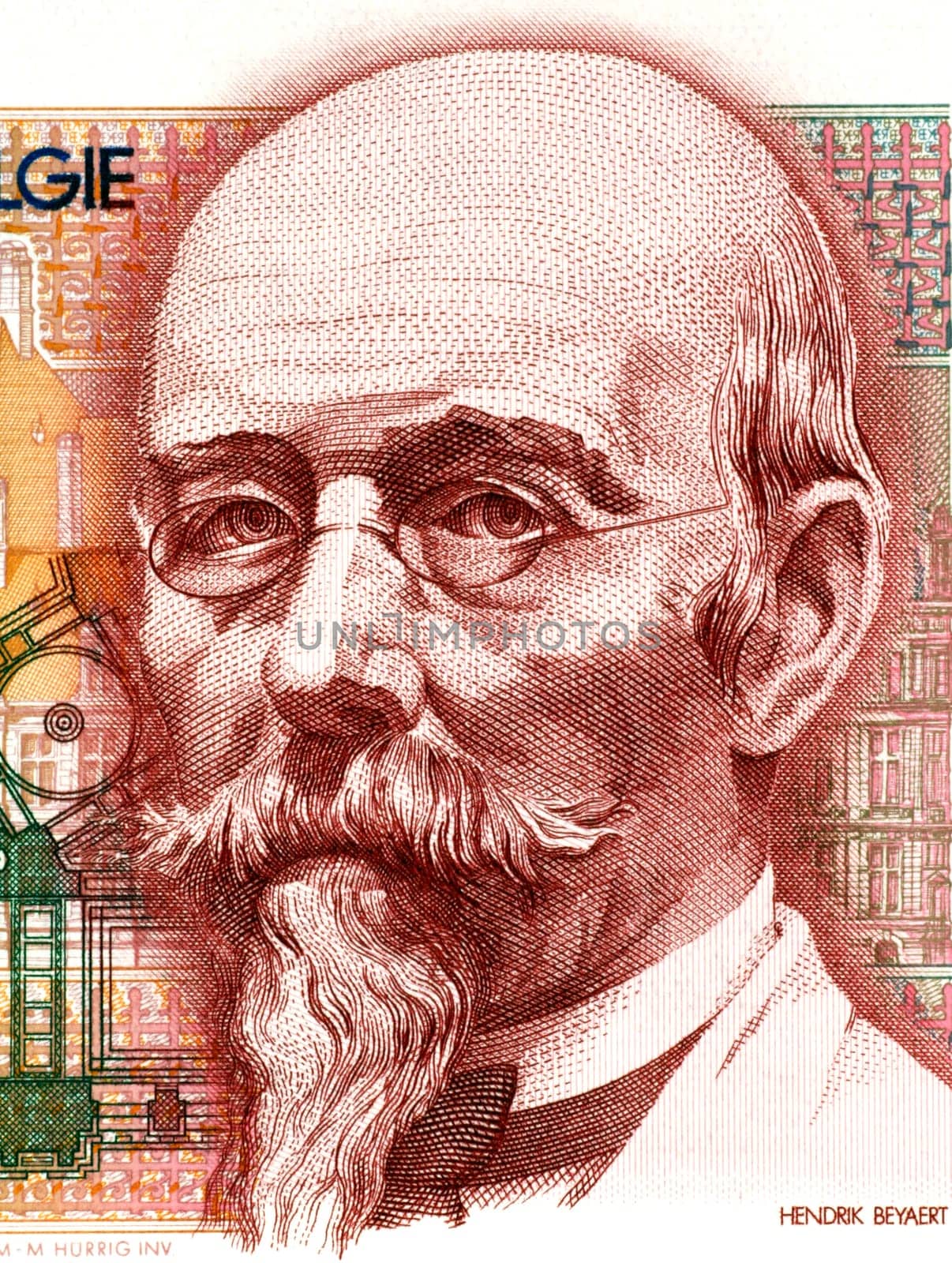 Hendrik Beyaert (1823-1894) on 100 Francs 1978 Banknote from Belgium. One of the most important Belgian architects of the 19th century.