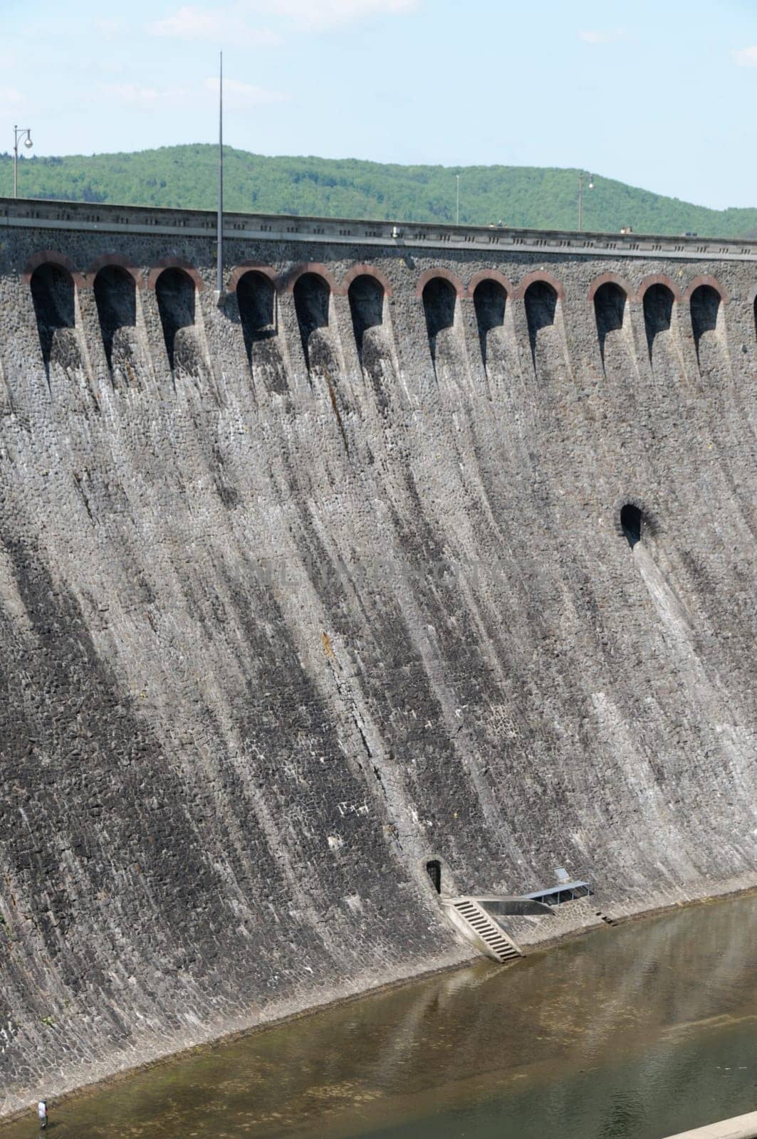 Panorama-Shot of the 46 meters high dam of lake Edersee, one of Germans's biggest lakes.
