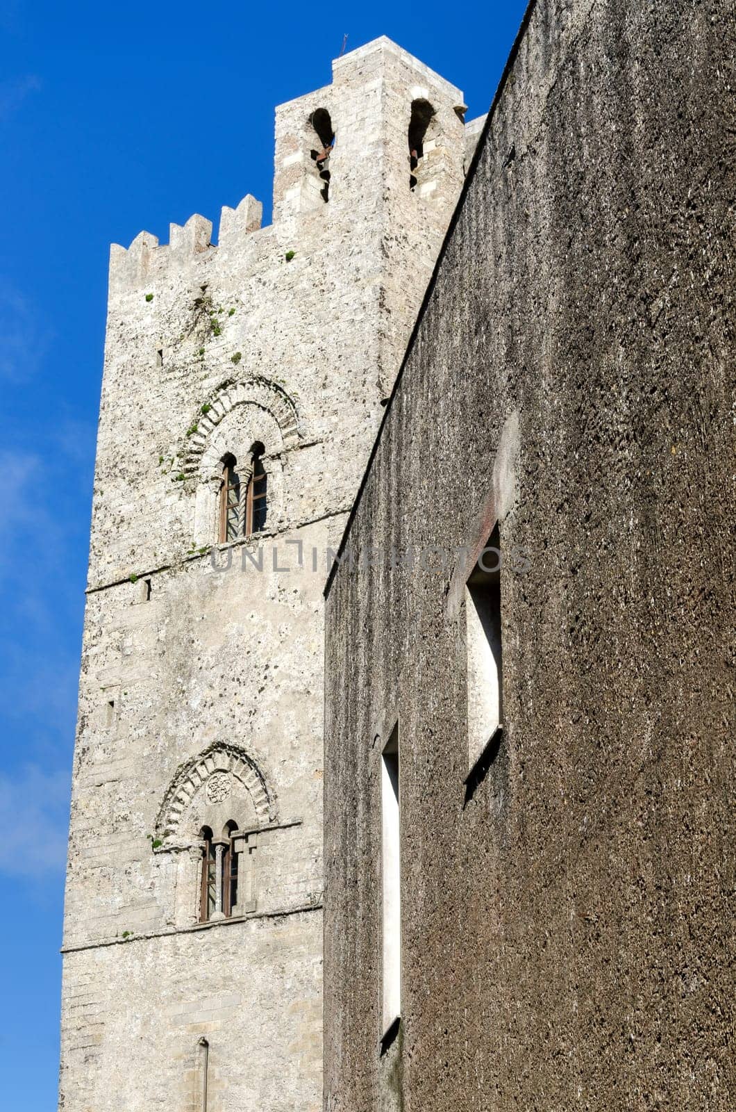 church with bells in the village of Erice in Sicily