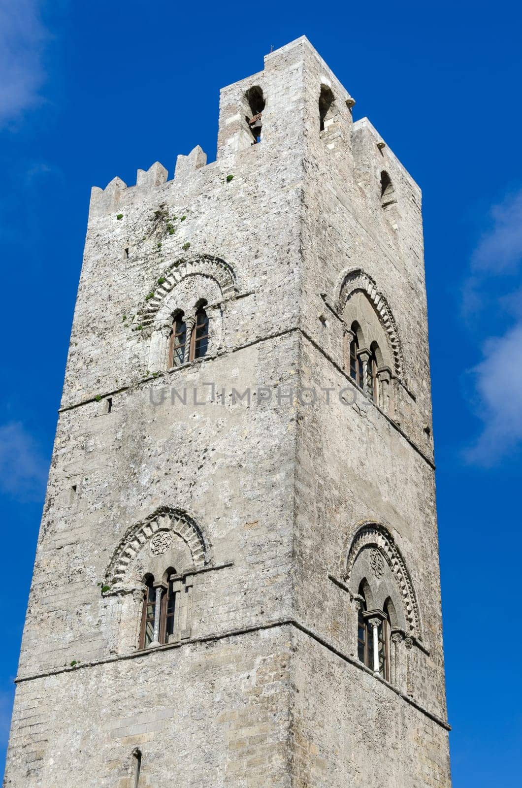 church with bells in the village of Erice in Sicily