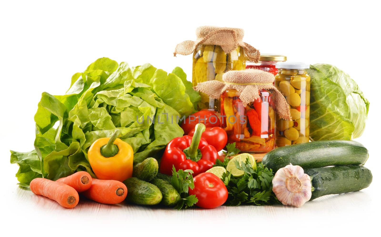 Composition with assorted organic vegetables isolated on white