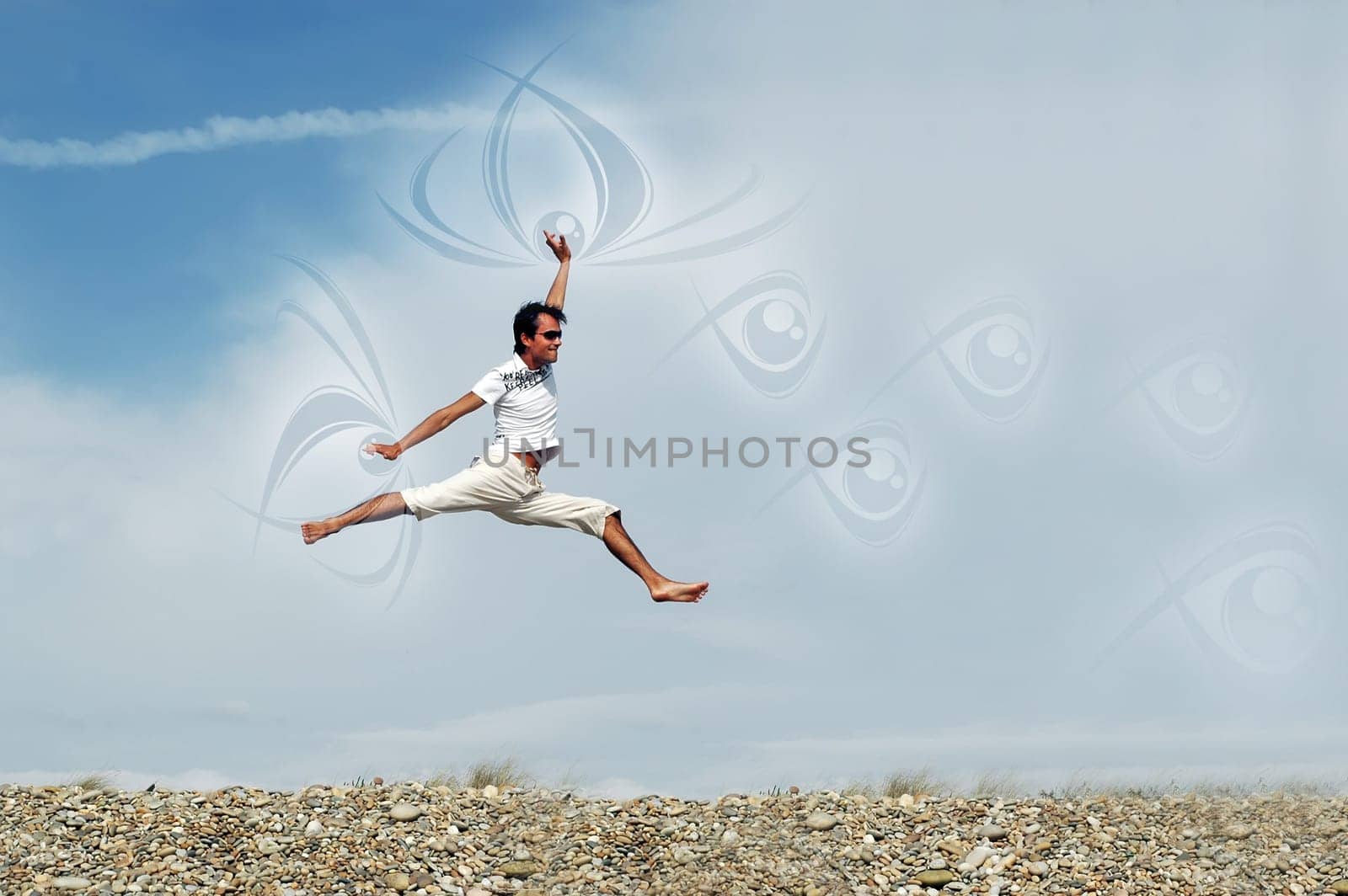 Man jumping on the beach