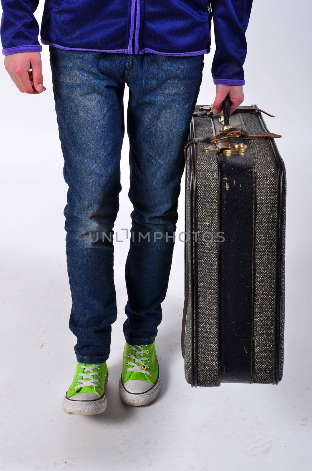 cool girl with suitcase