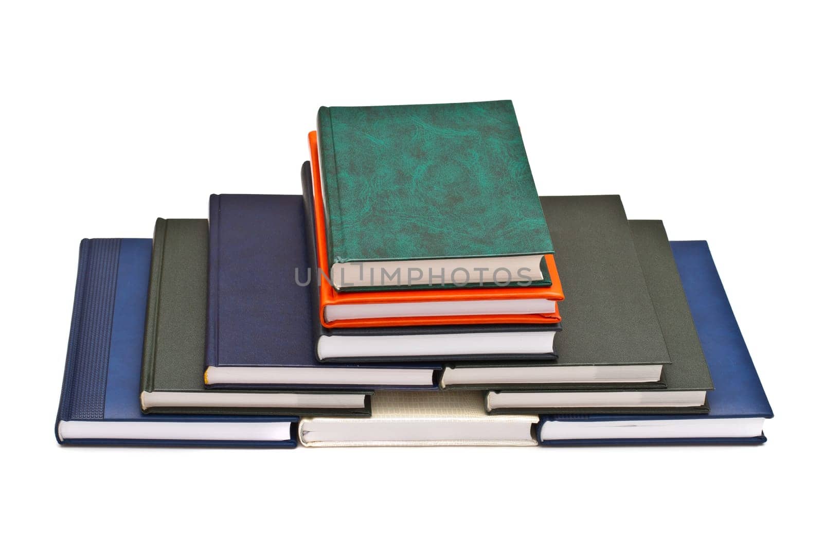 Pyramid of books, isolated on white background