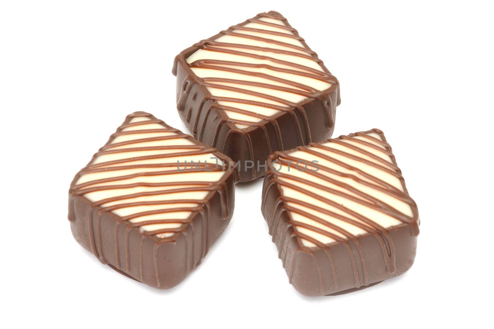 Chocolate pralines isolated on white background