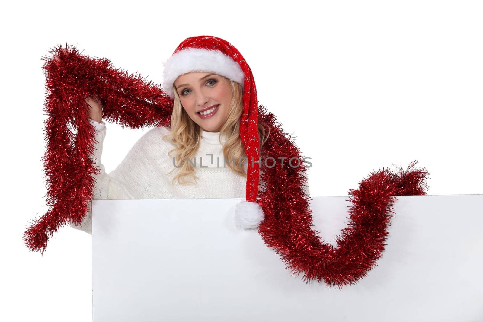 Woman getting into the Christmas spirit
