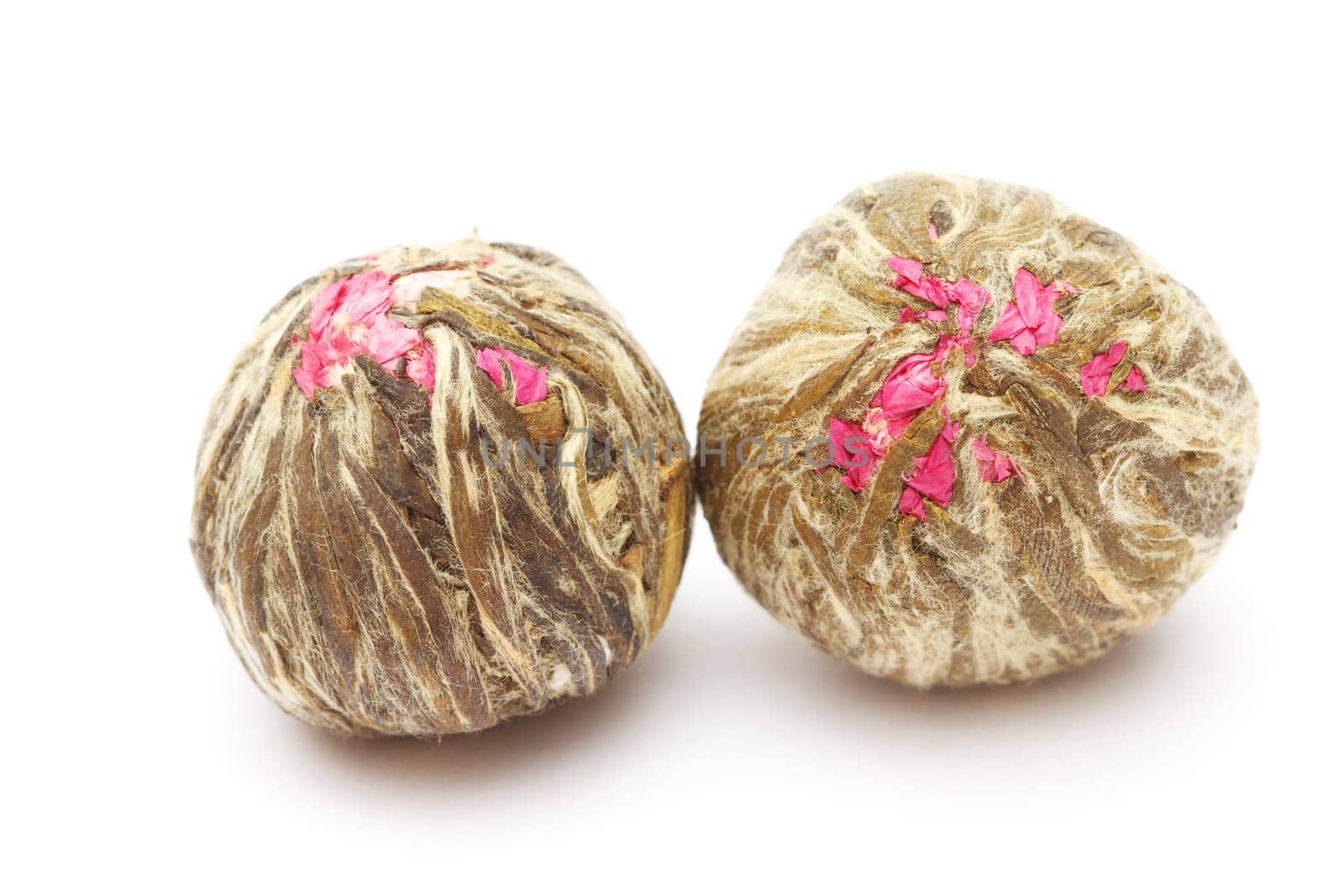 Chinese blooming tea isolated on white background