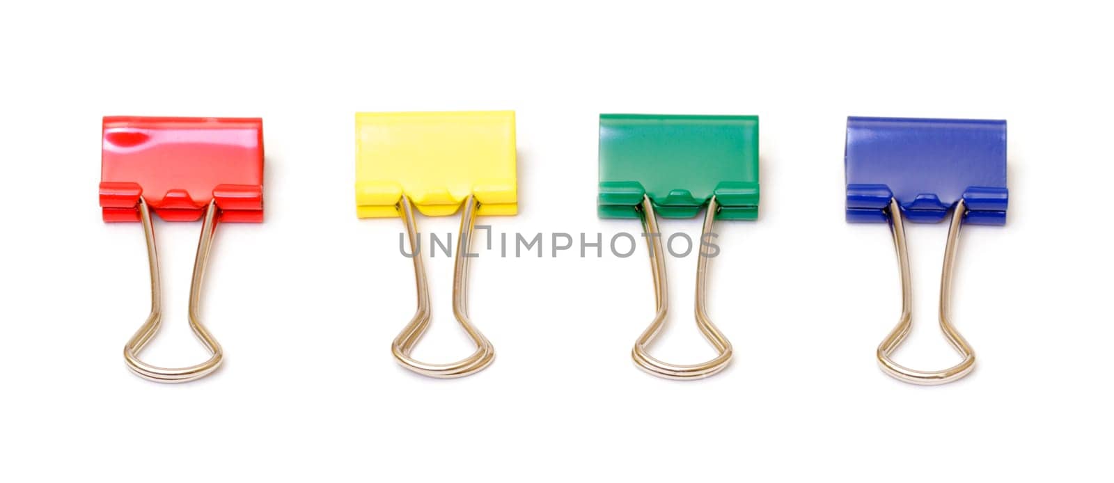 Paper clips closeup on white