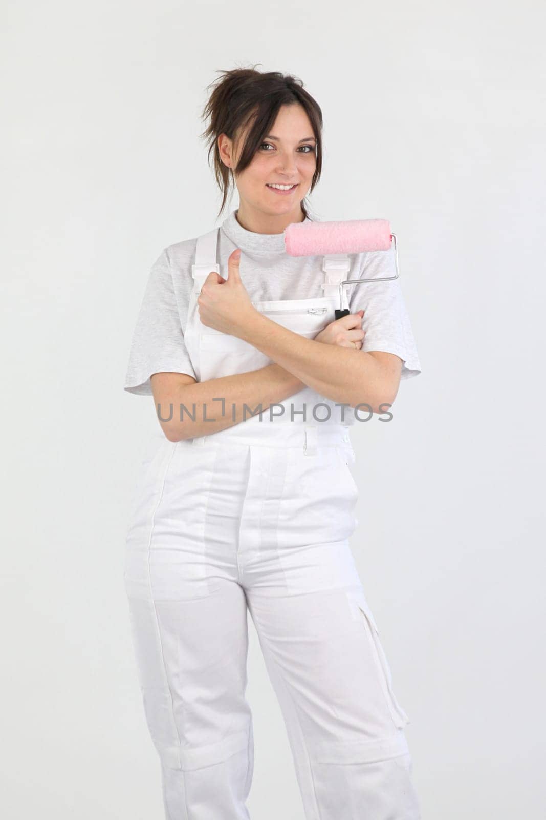 Woman with a paint roller