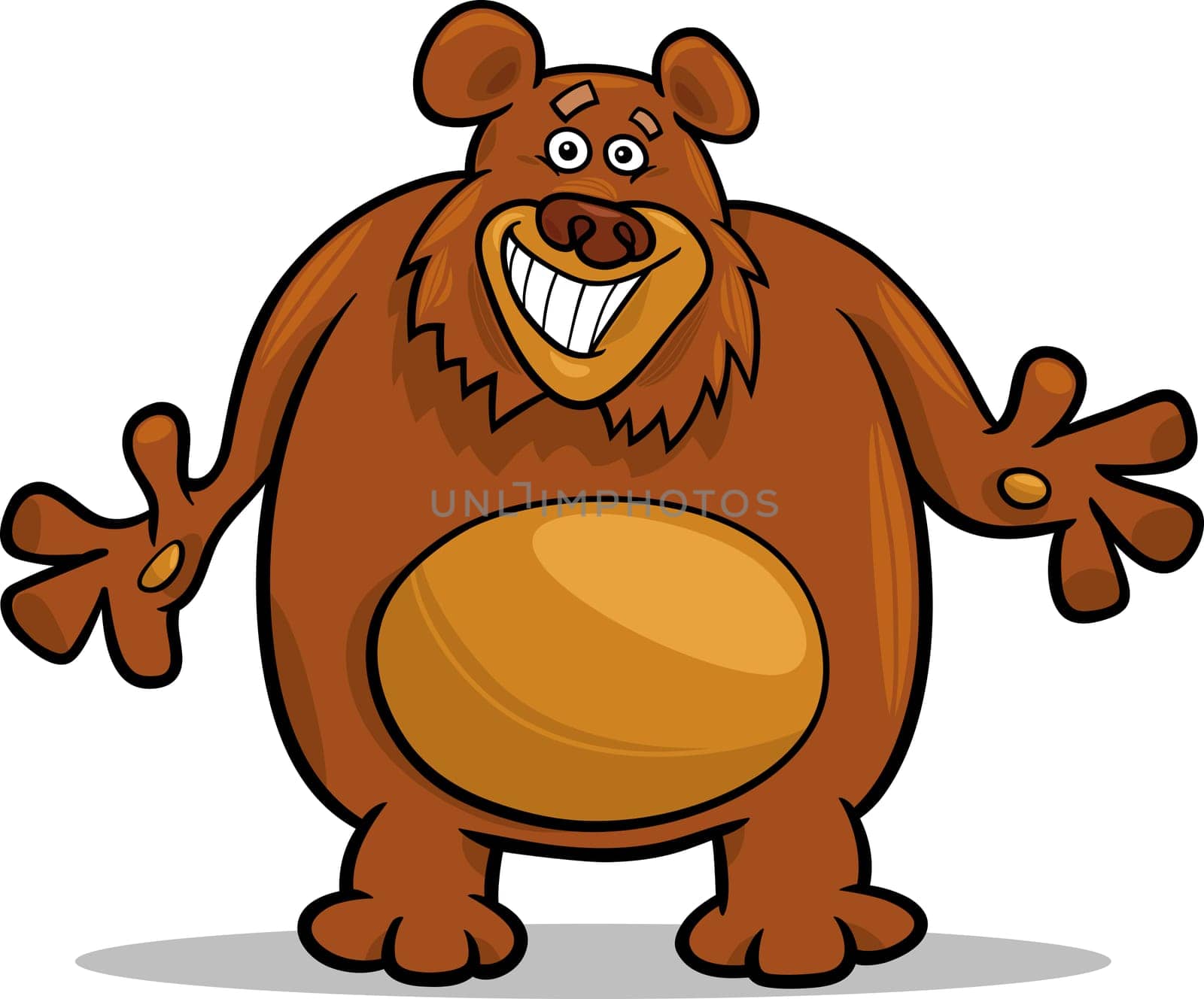 Cartoon Illustration of Funny Big Brown Bear or Grizzly