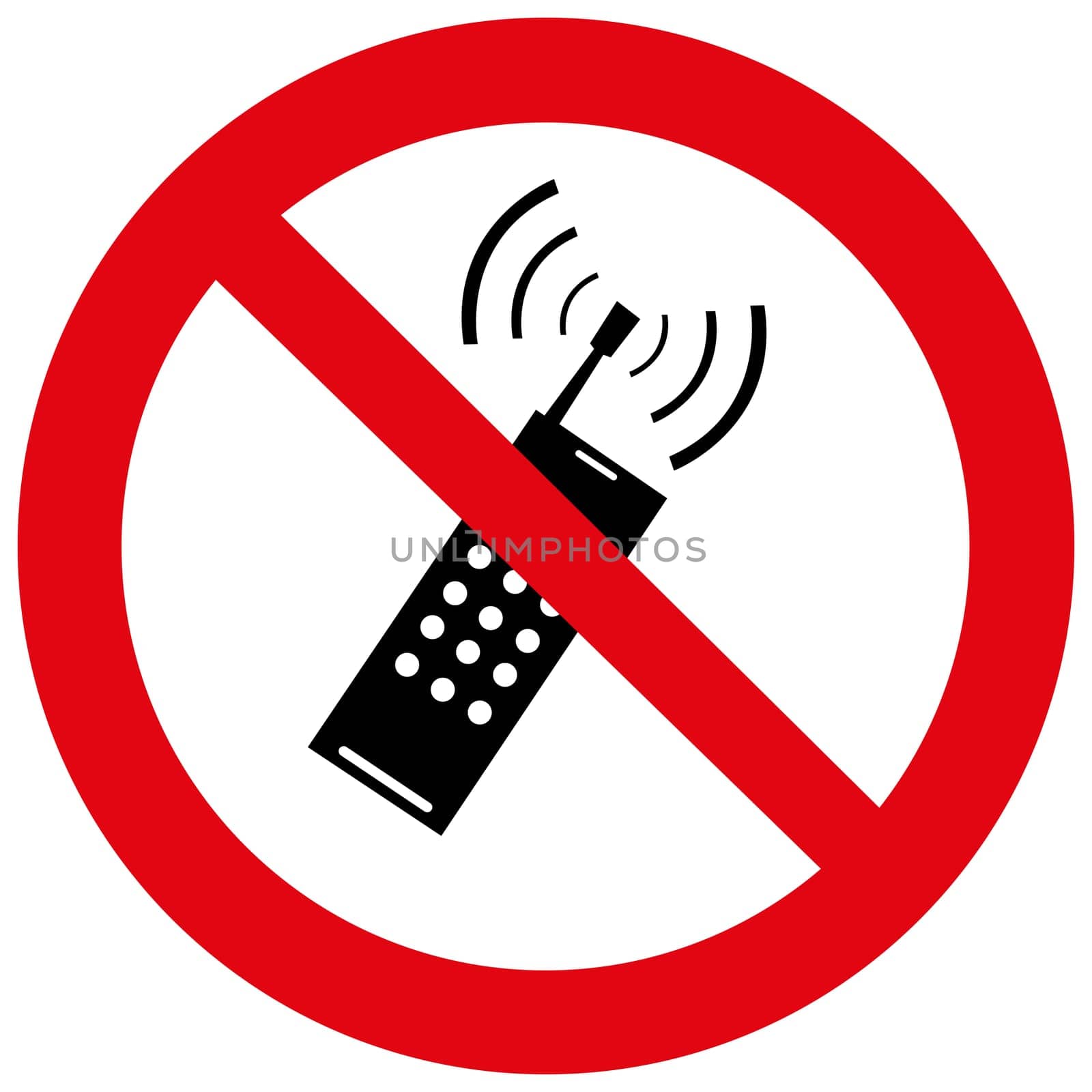 No cell phone sign isolated on white background