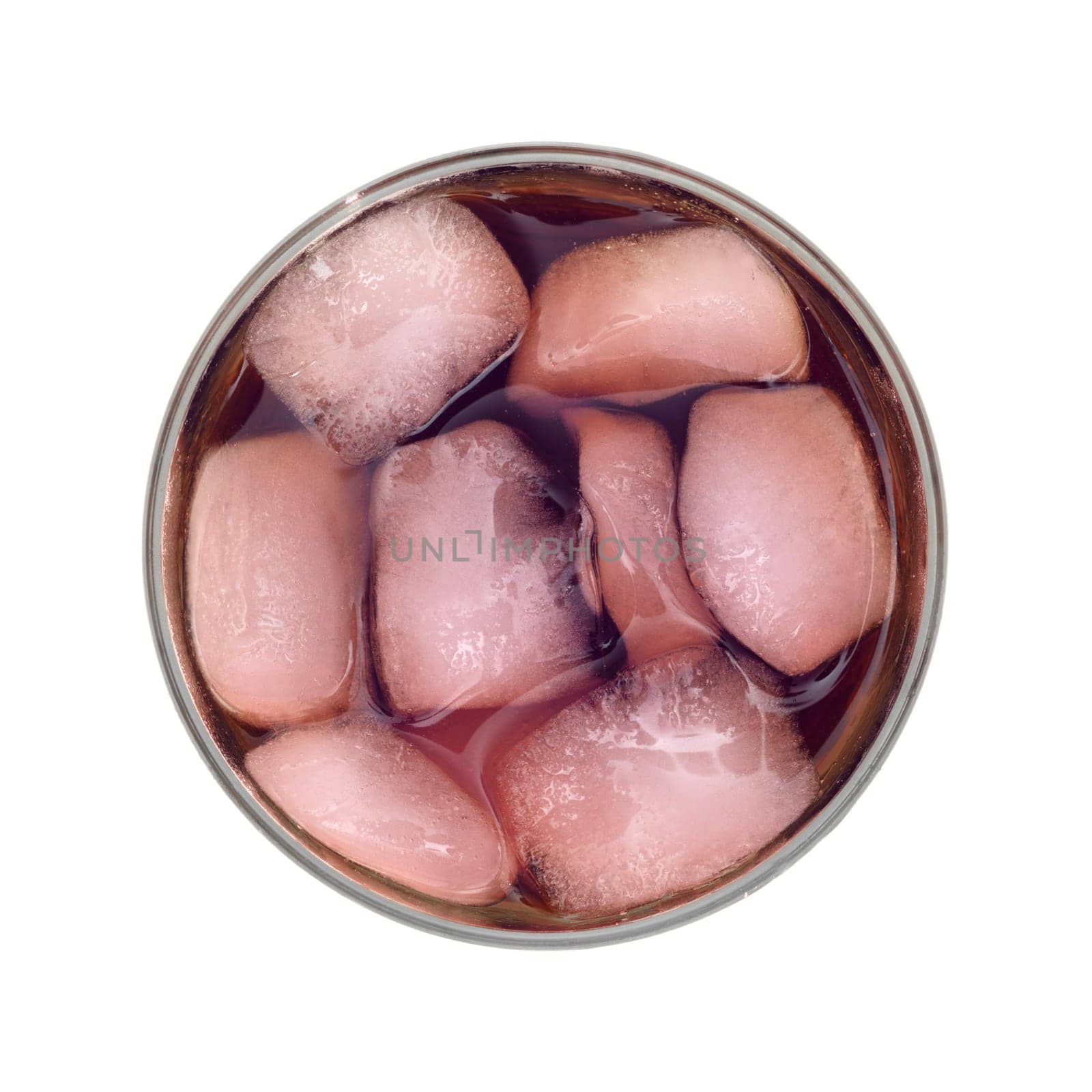 A drink with ice isolated against a white background