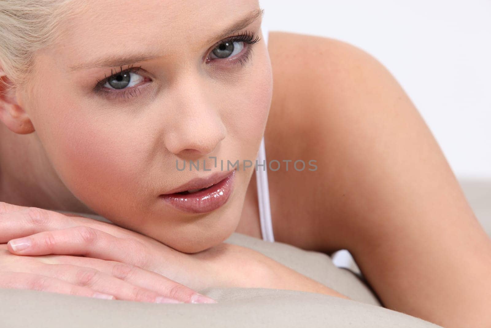 Portrait of a woman in bed