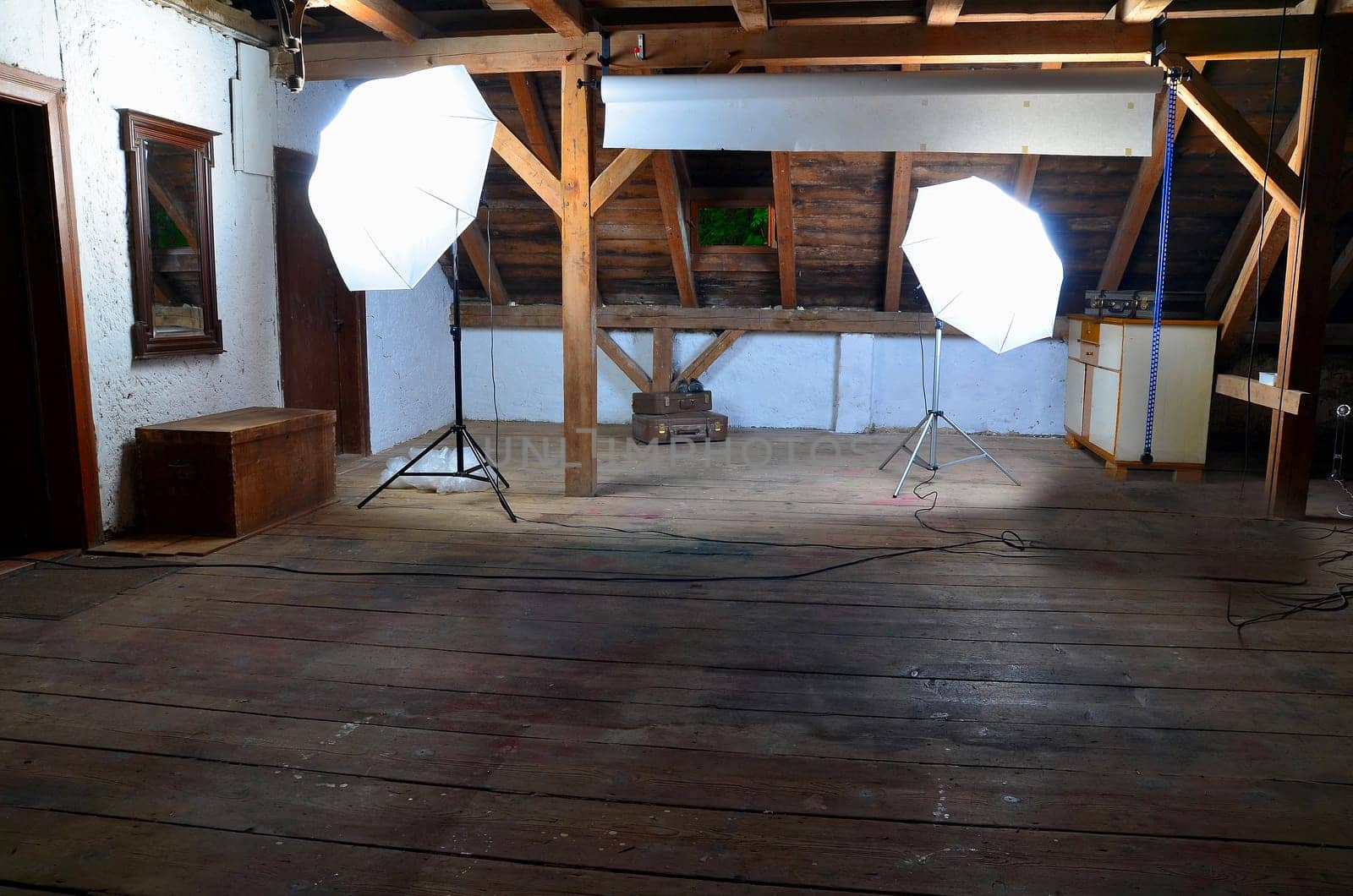 Photo studio in an old attic