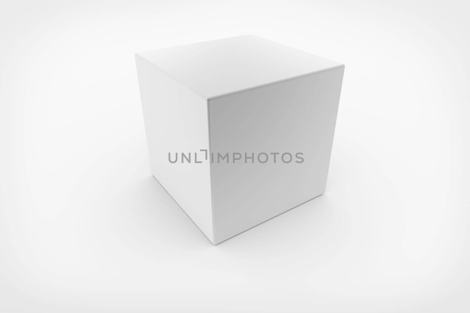 White cube on gray background. 3D render