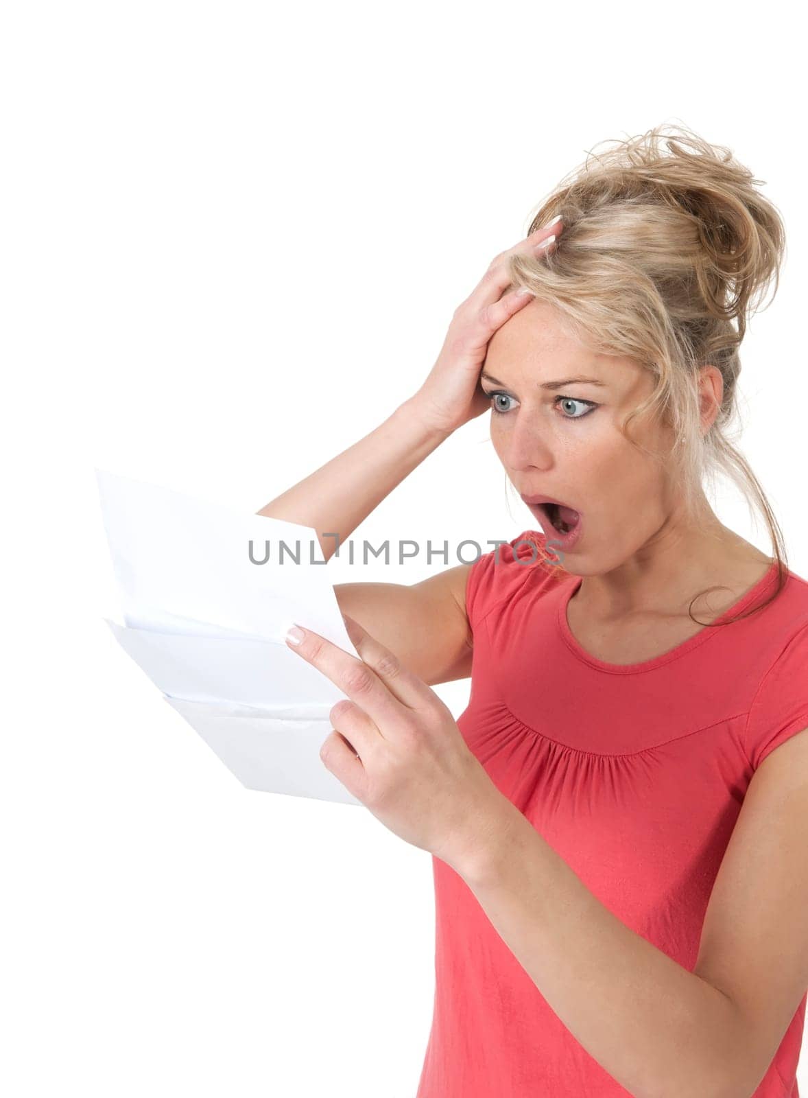 Woman reads bad news