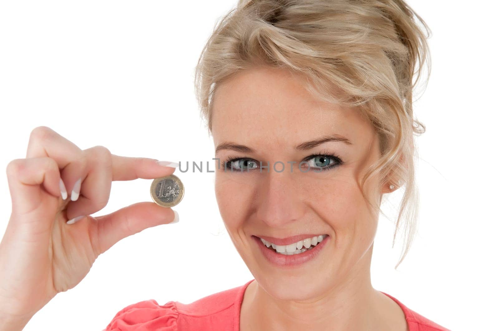 Woman holds one euro