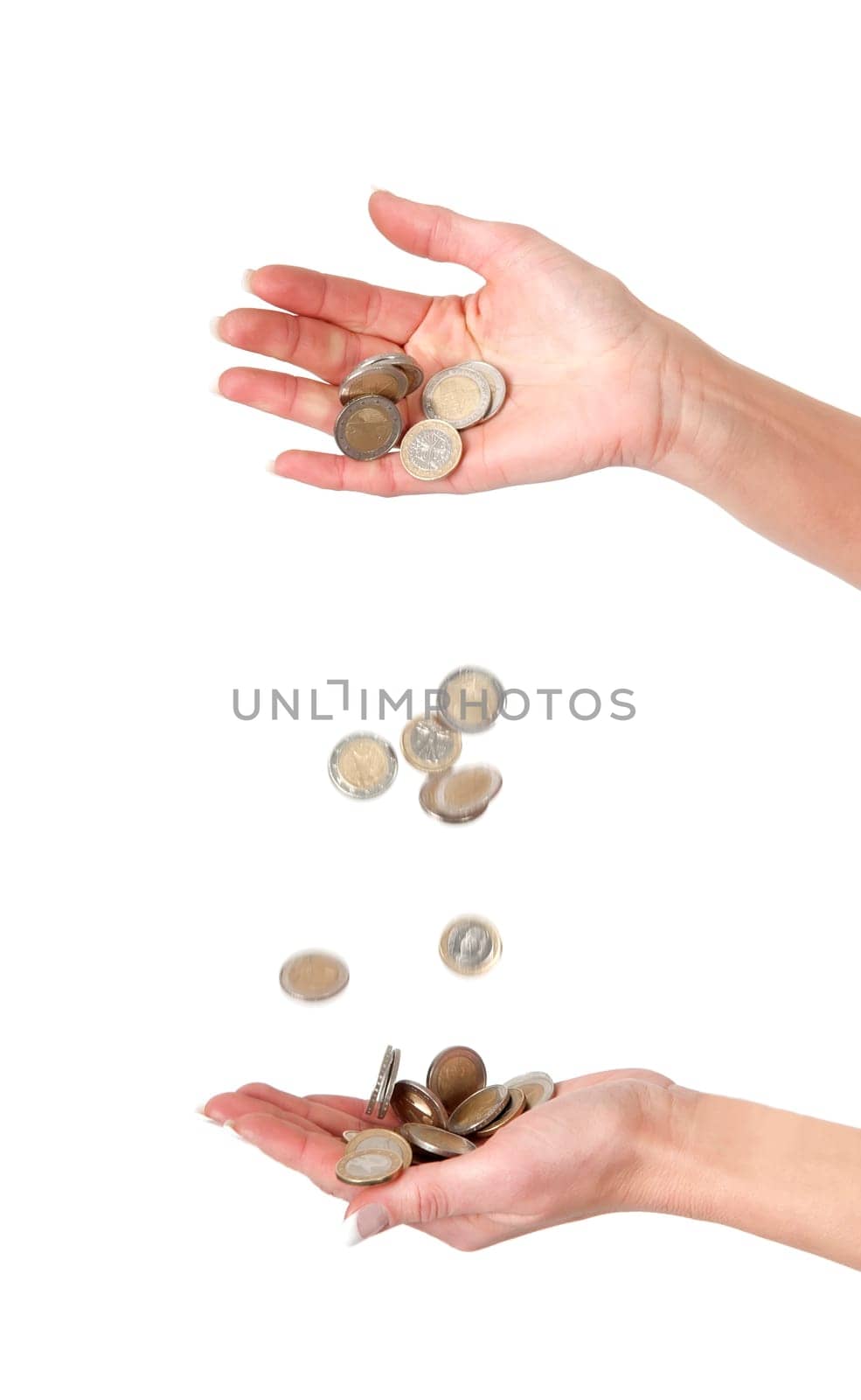 Hands with coins