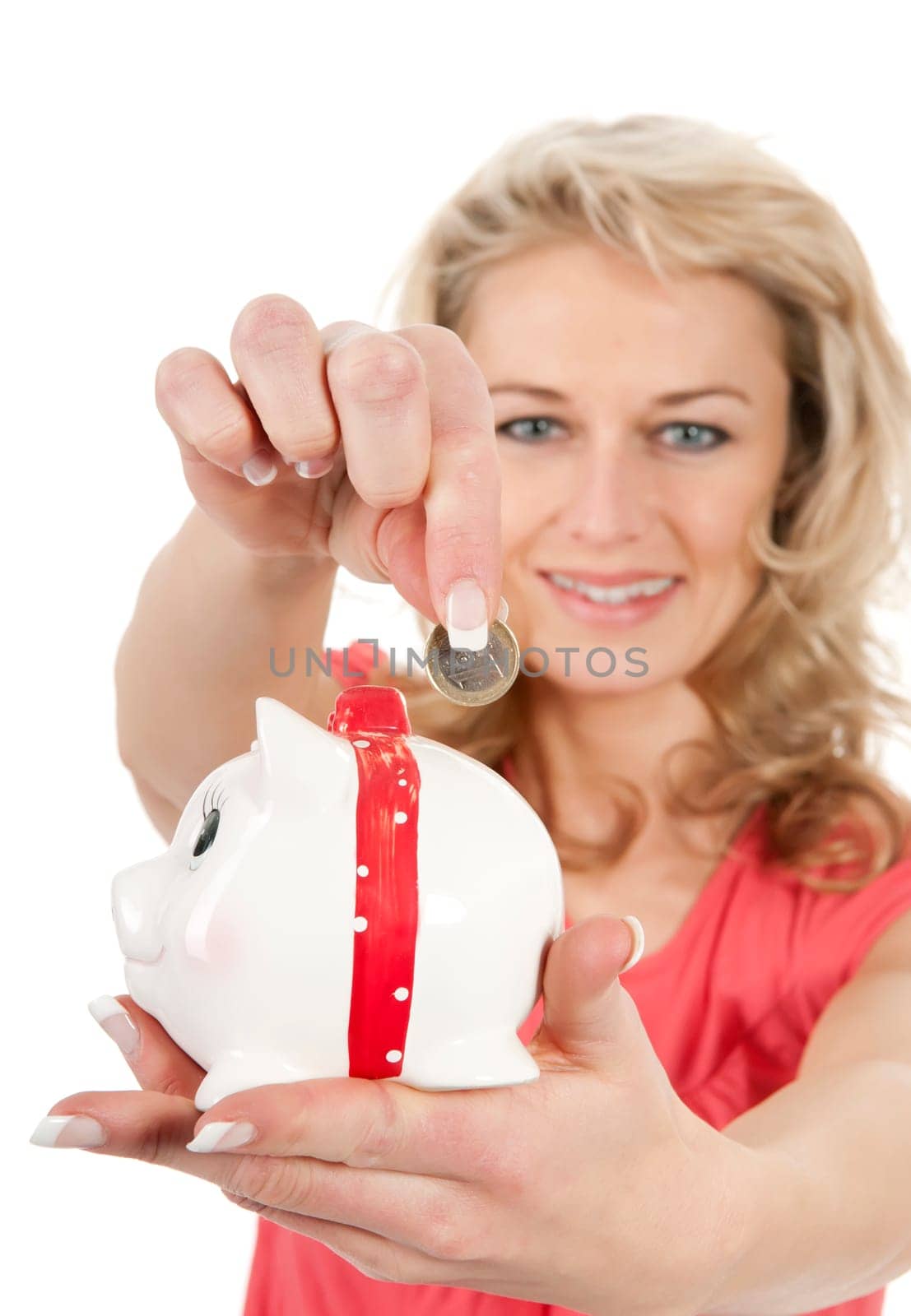 Woman with piggy bank
