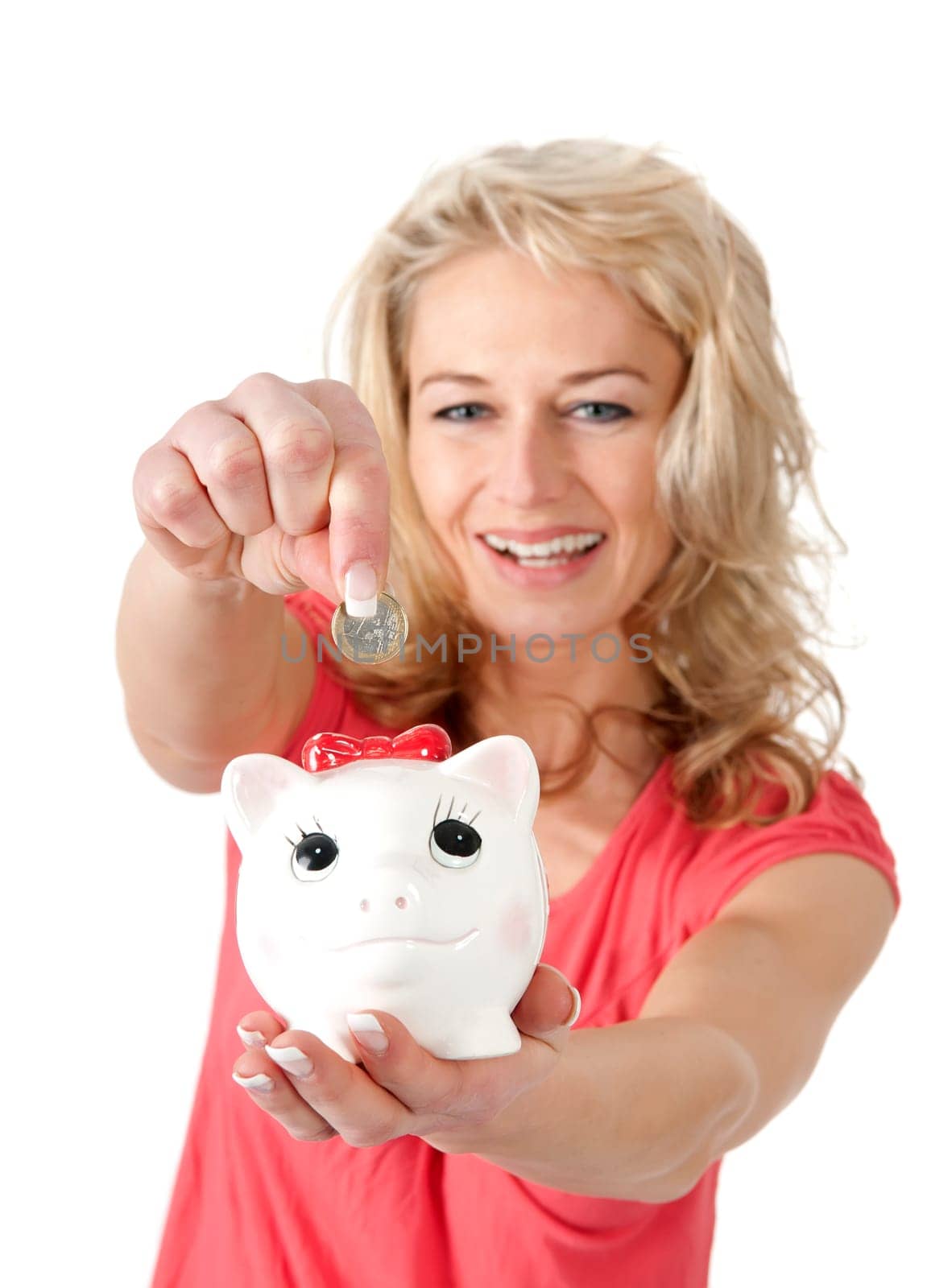 Woman with piggy bank
