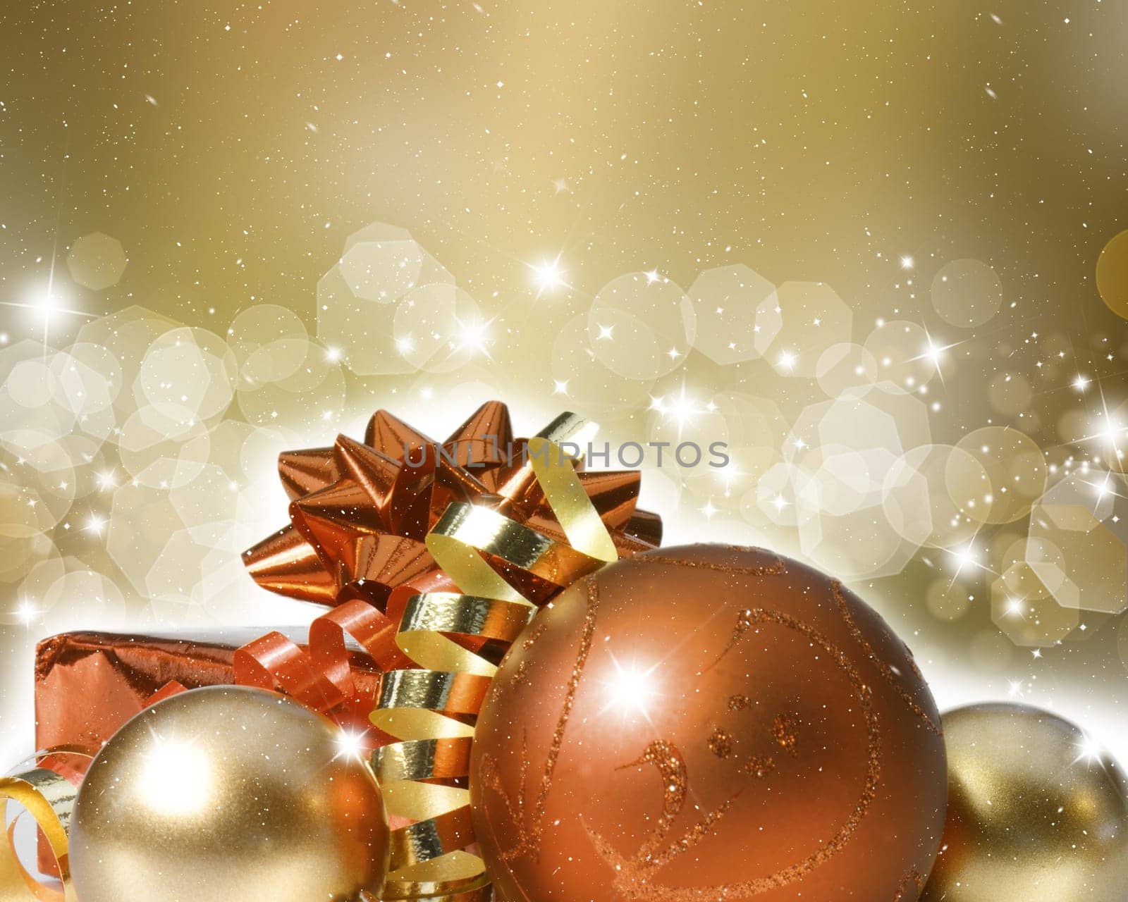 Christmas ornaments on decorative background