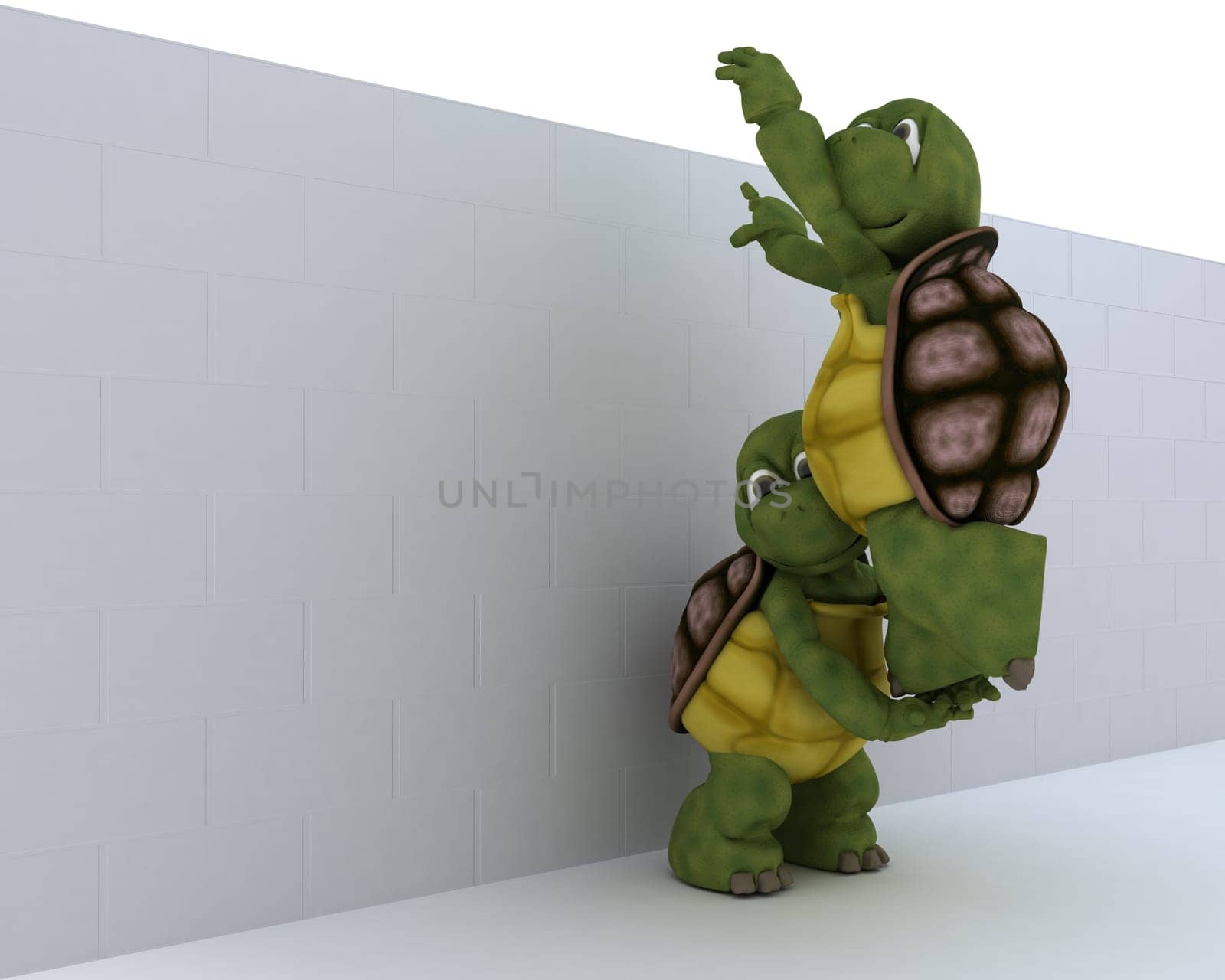 3D render of a tortoise with jigsaw puzzle