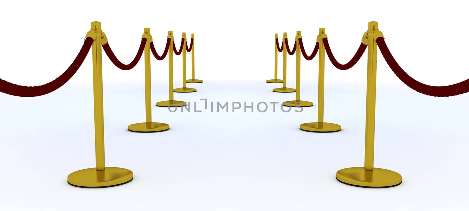 3d render of a red carpet and velvet rope