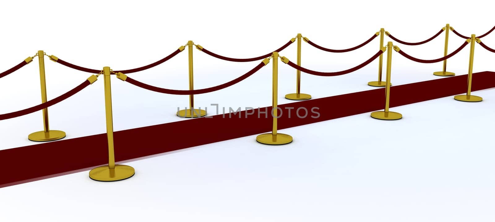 3d render of a red carpet and velvet rope