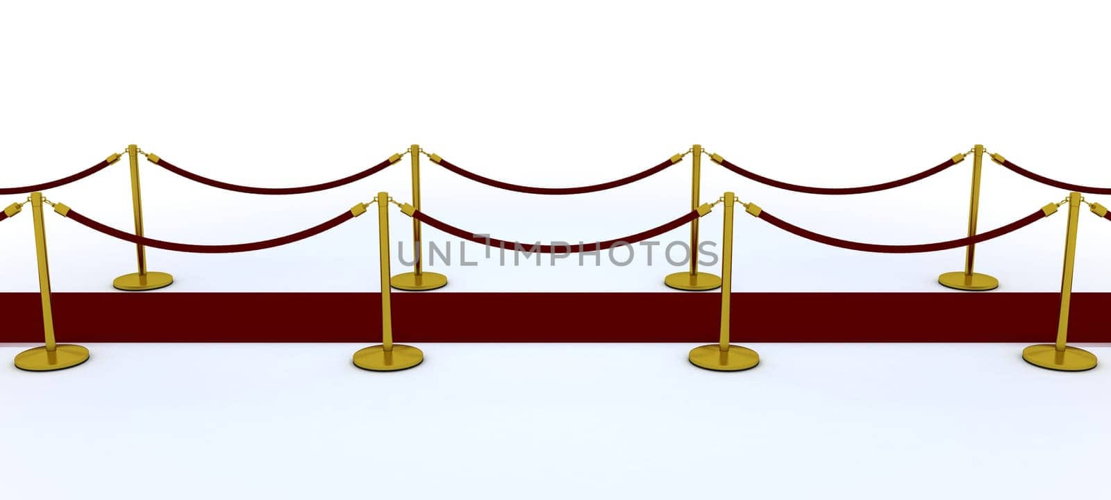 3d render of a red carpet and velvet rope