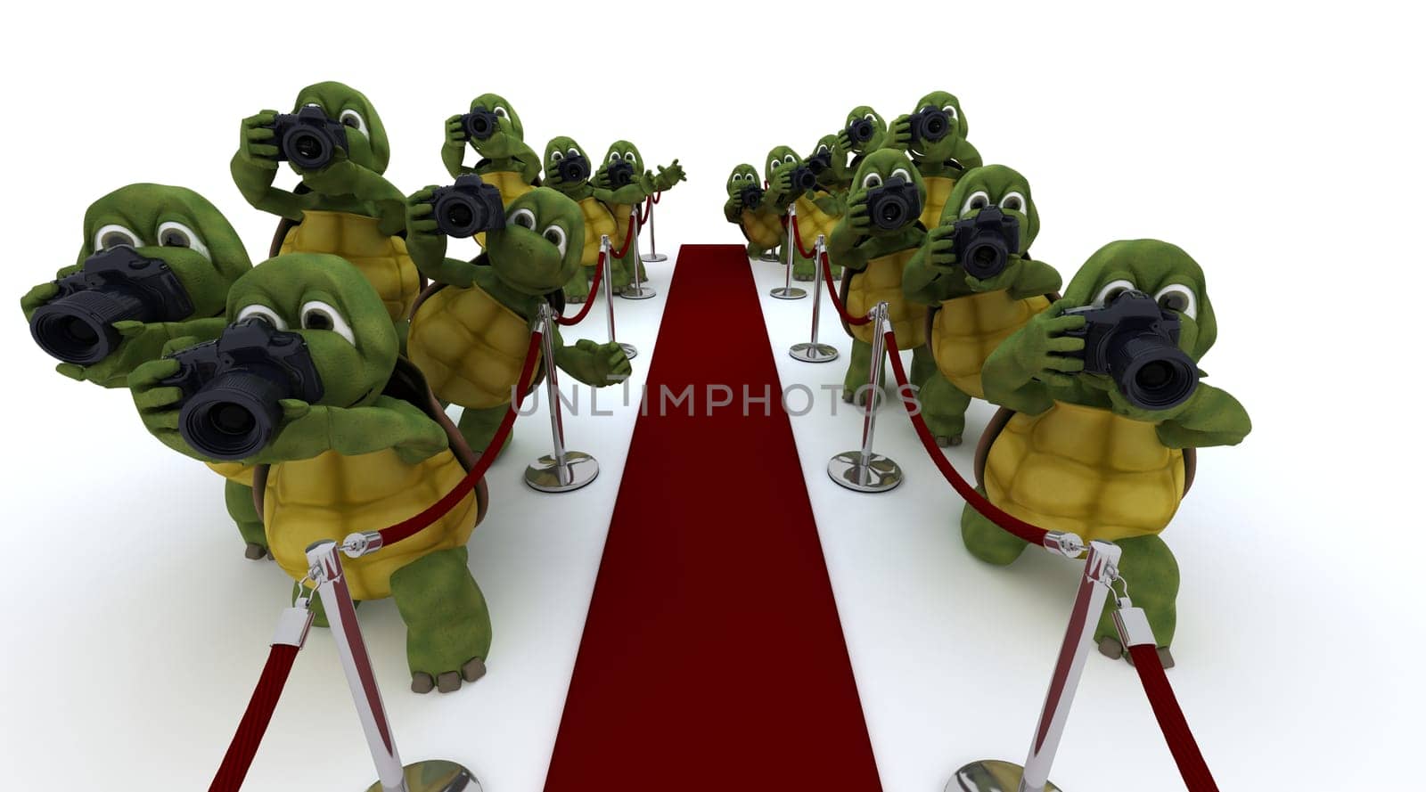 3D render of Tortoise Paparazzi at the red carpet