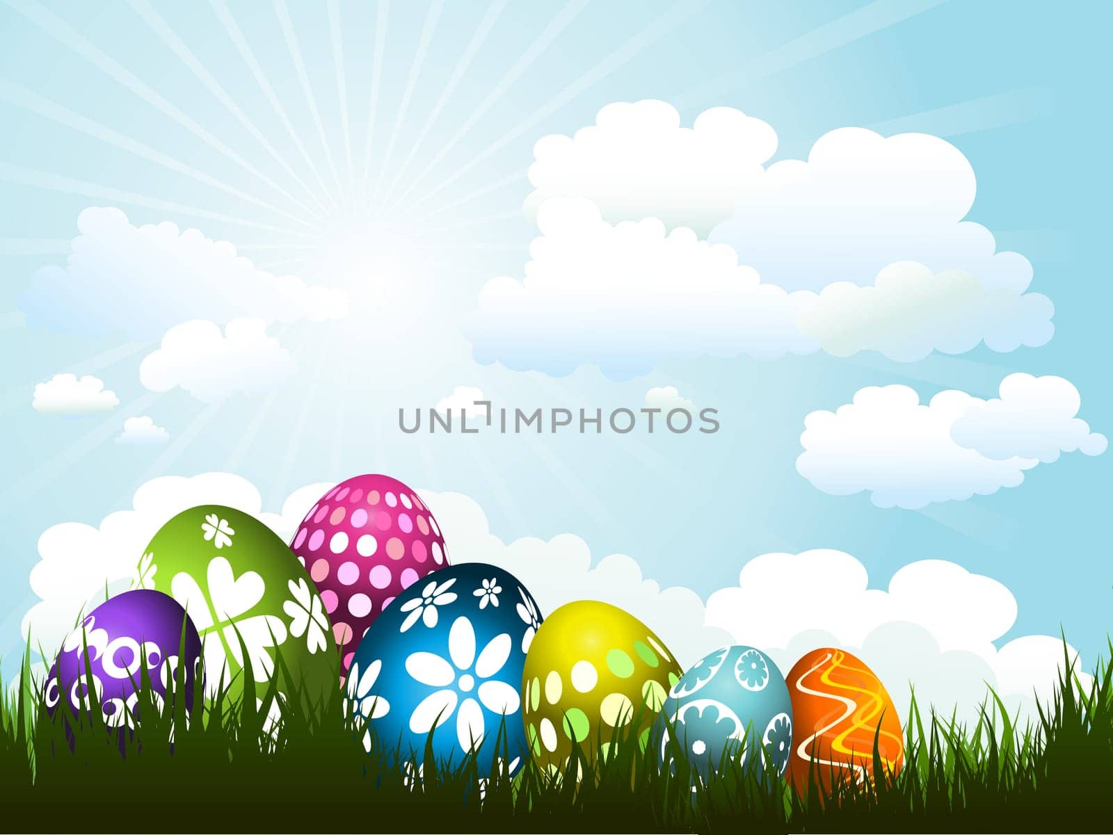 Easter eggs in grass