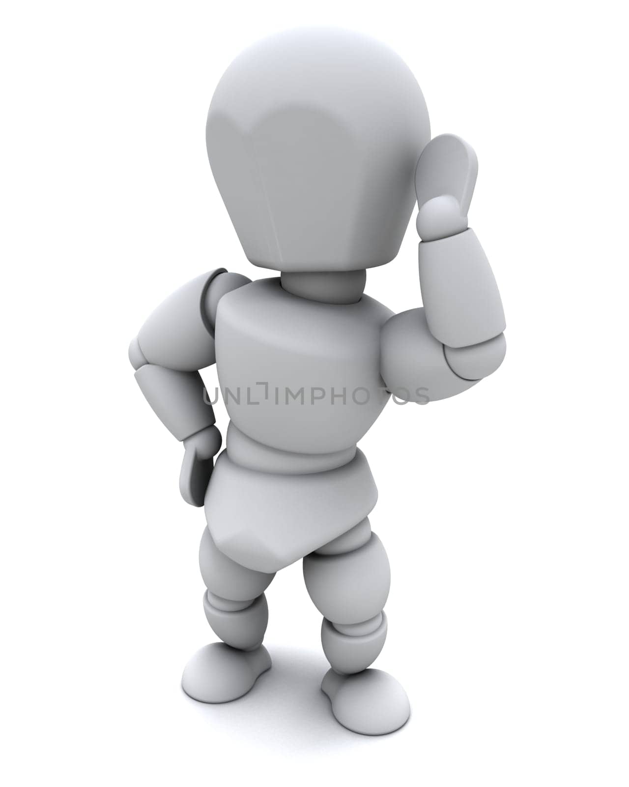 3D render of a White Character Listening
