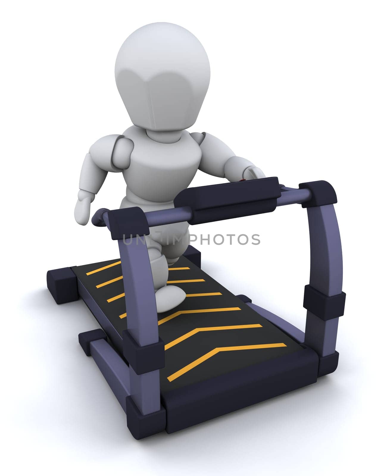 3D render of a man on a  treadmill