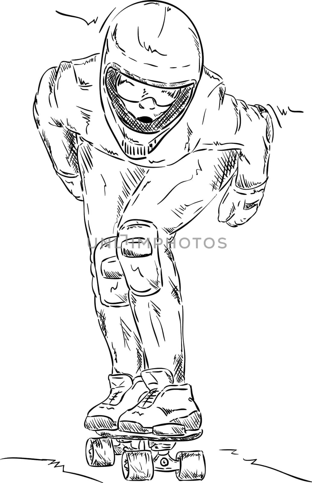 vector - front view - Skaterboarder downhill