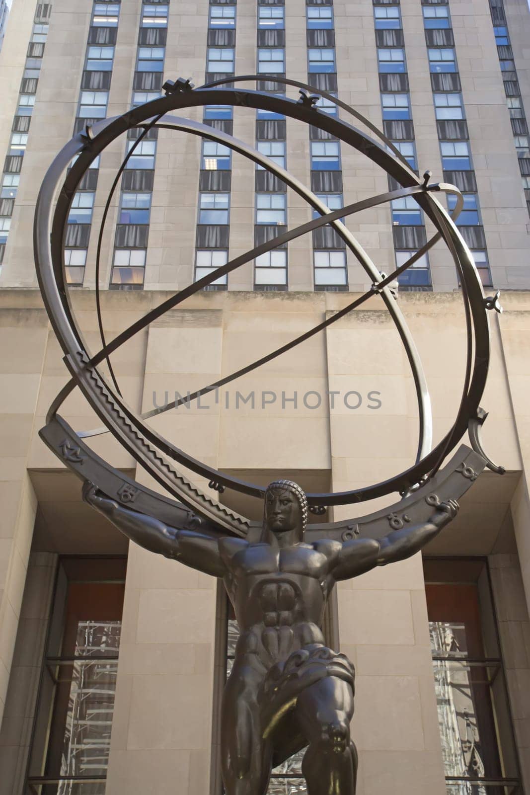 NEW YORK CITY - SEP 19: Atlas is a bronze statue in front of Rockefeller Center in midtown Manhattan. It was created by sculptors Lee Lawrie and Rene Paul Chambellan, and it was installed in 1937.September 19, 2012  in Manhattan, New York City.
