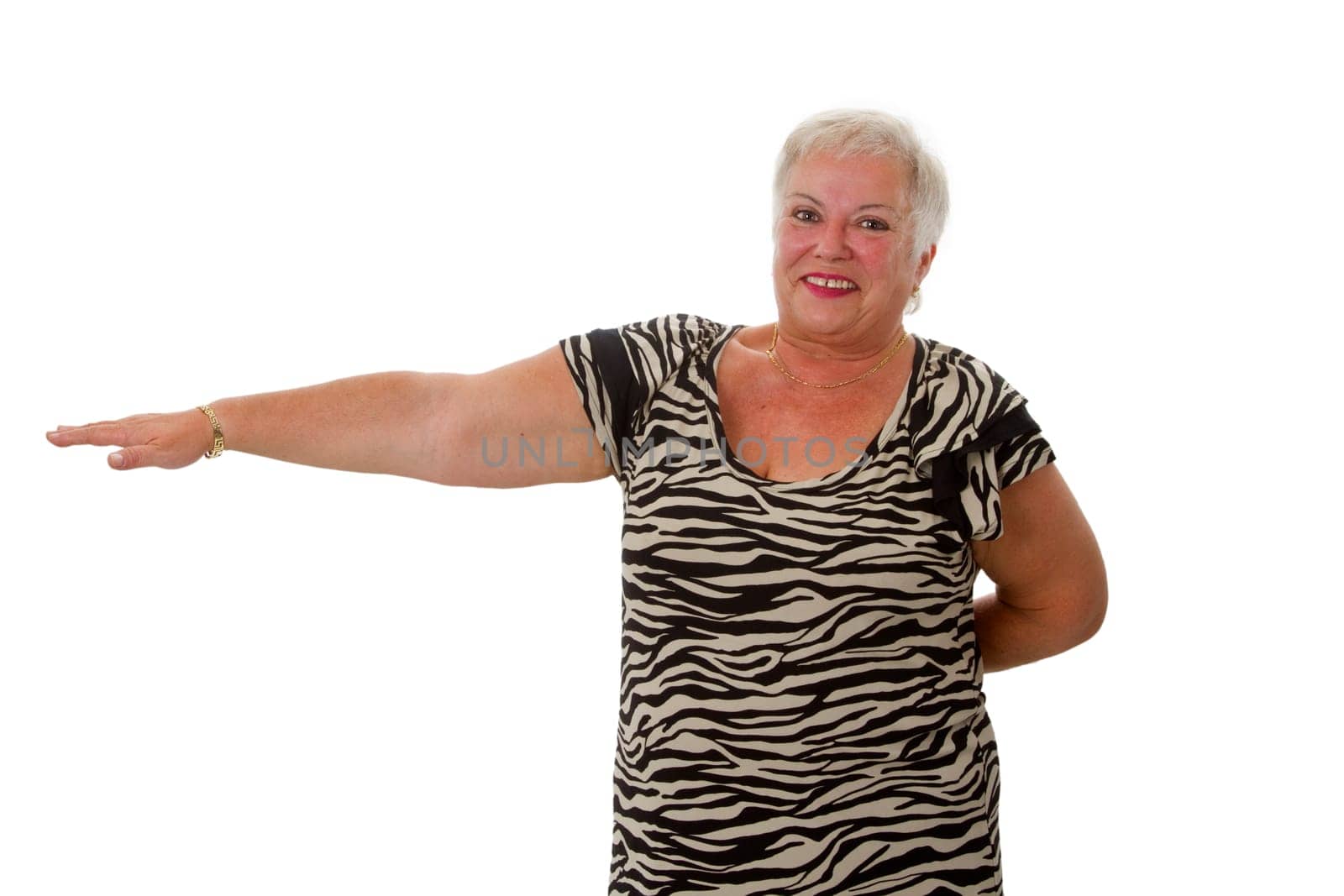 Senior citizen at fitness training - cropped on white background